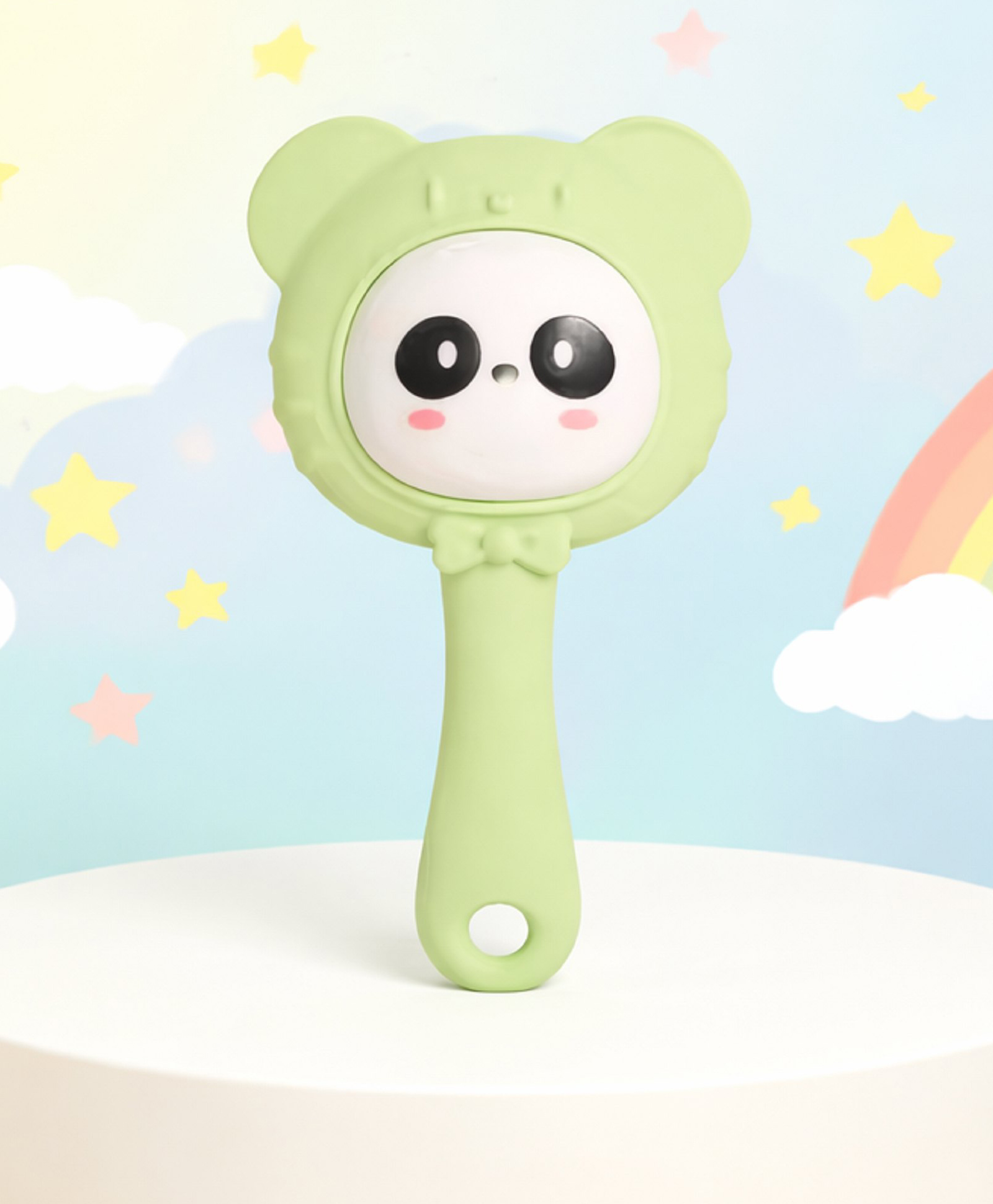 The Cheeky Kidzz Soft Siliocone Teether Attractive Design for Baby | Musical Rattle Teethers for 3 to 24 Months | Melody Rattle Teether Jhunjuna Teething Stick Handle BPA-Free (Green Teddy)-image-26