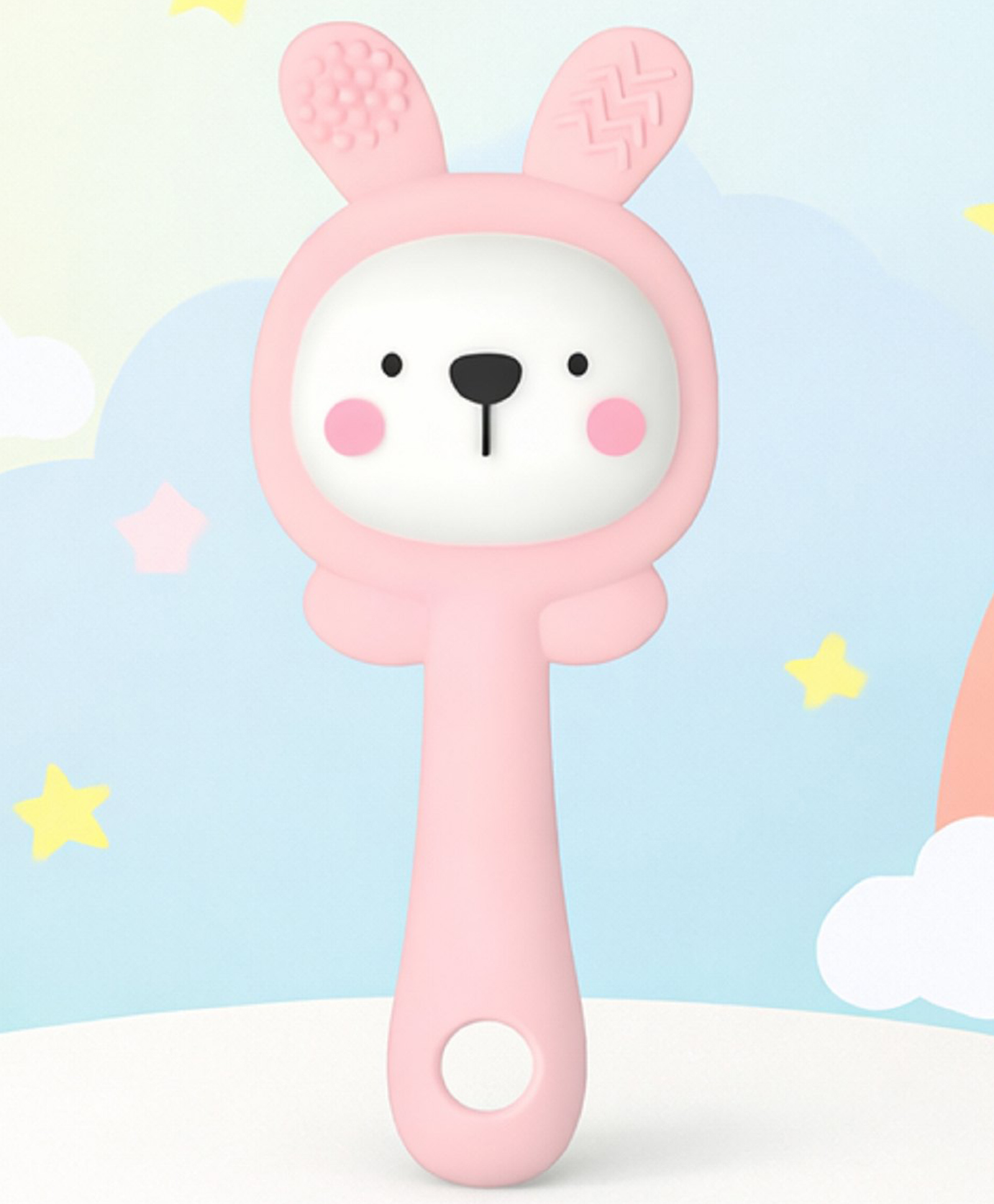 The Cheeky Kidzz Soft Siliocone Teether Attractive Design for Baby | Musical Rattle Teethers for 3 to 24 Months | Melody Rattle Teether Jhunjuna Teething Stick Handle BPA-Free (Pink Bear)-picture-28