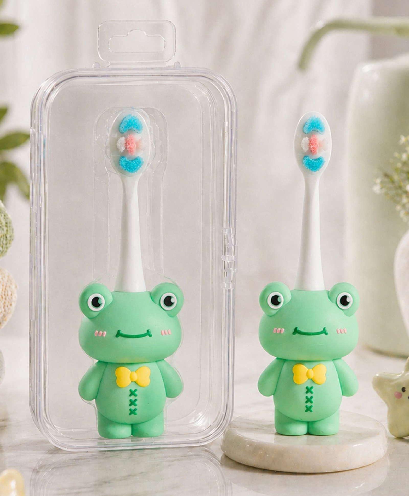 The Cheeky Kidzz Baby Ultra Soft Bristles Training Toothbrush With Frog Design For 1 to 10 Years BPA Free (GREEN)-image-4