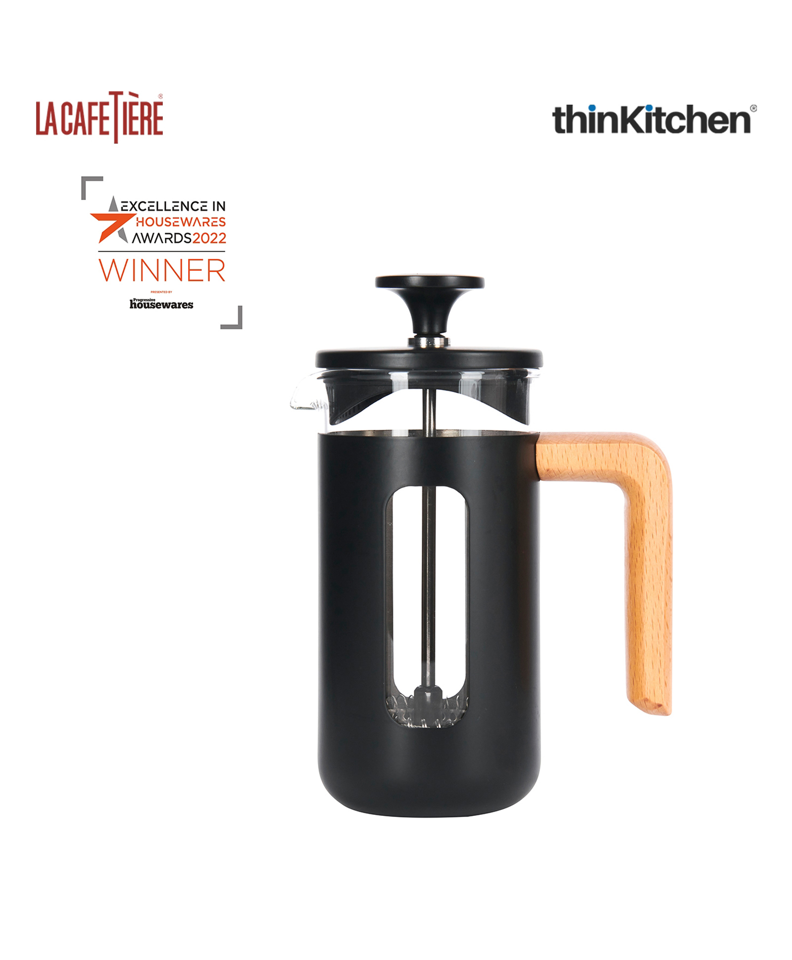 La Cafetiere Pisa Stainless Steel Cafetière, 3 Cup, Black-image-24