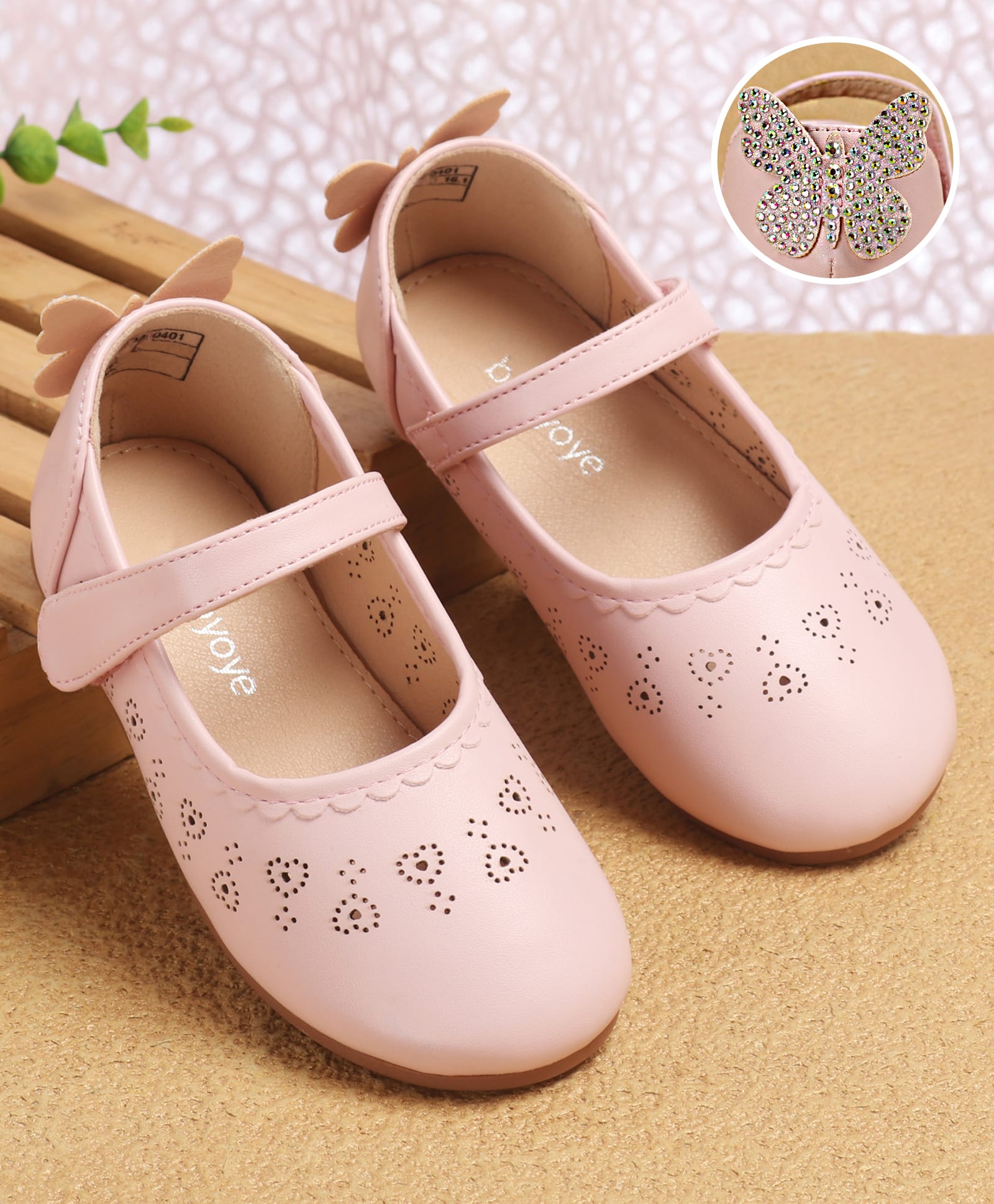 Babyoye Velcro Closure Solid Ballerina - PInk