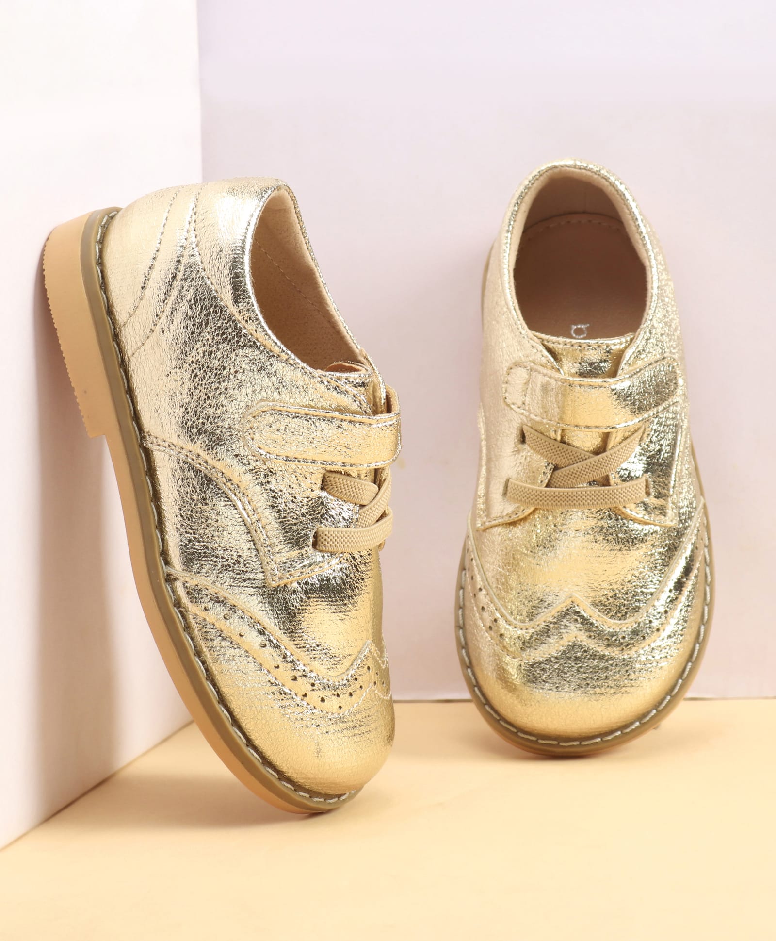 Babyoye Lace Up Oxford Shoes - Golden-image-17