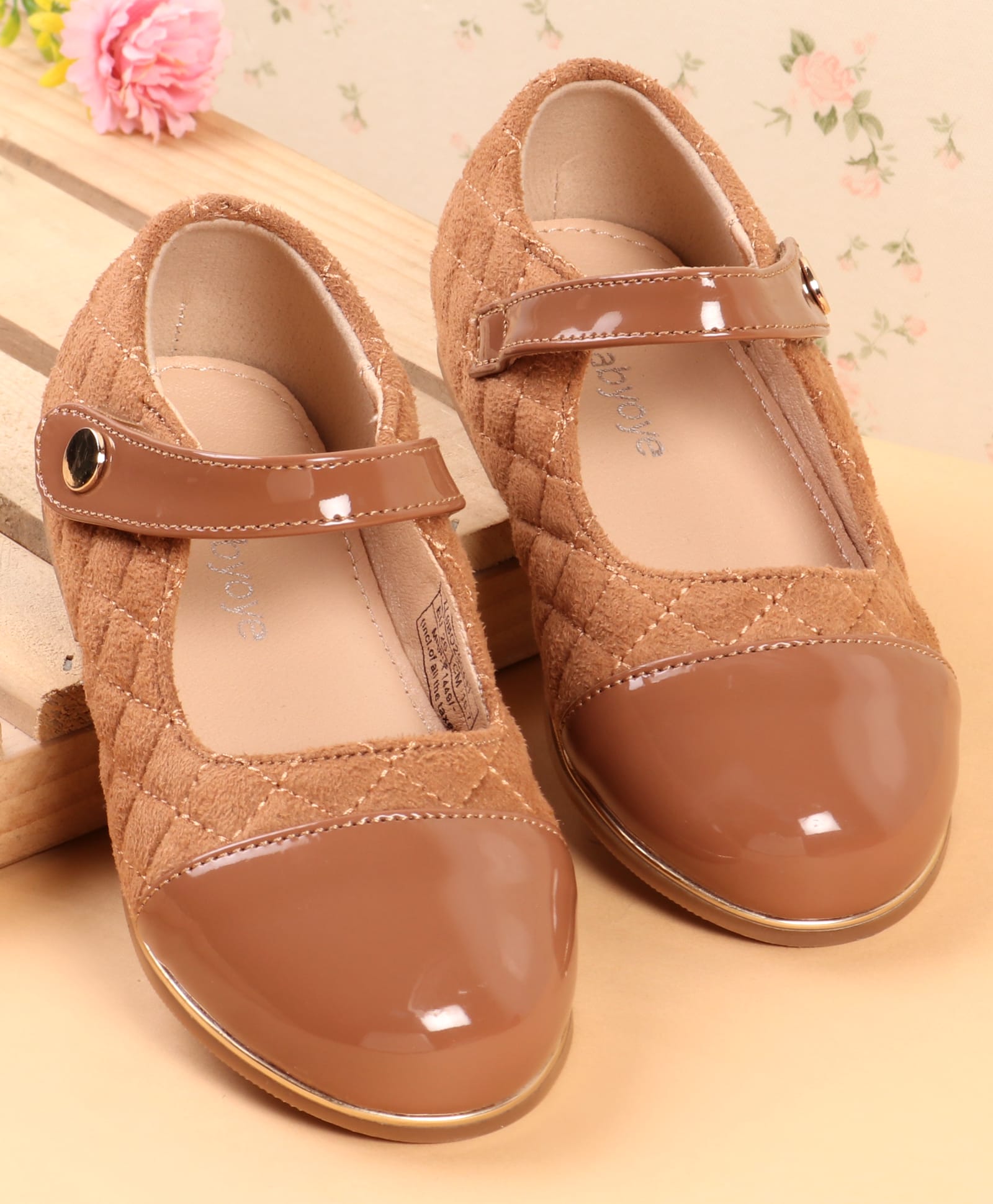 Babyoye Velcro Closure Solid Ballerina - Brown-image-48