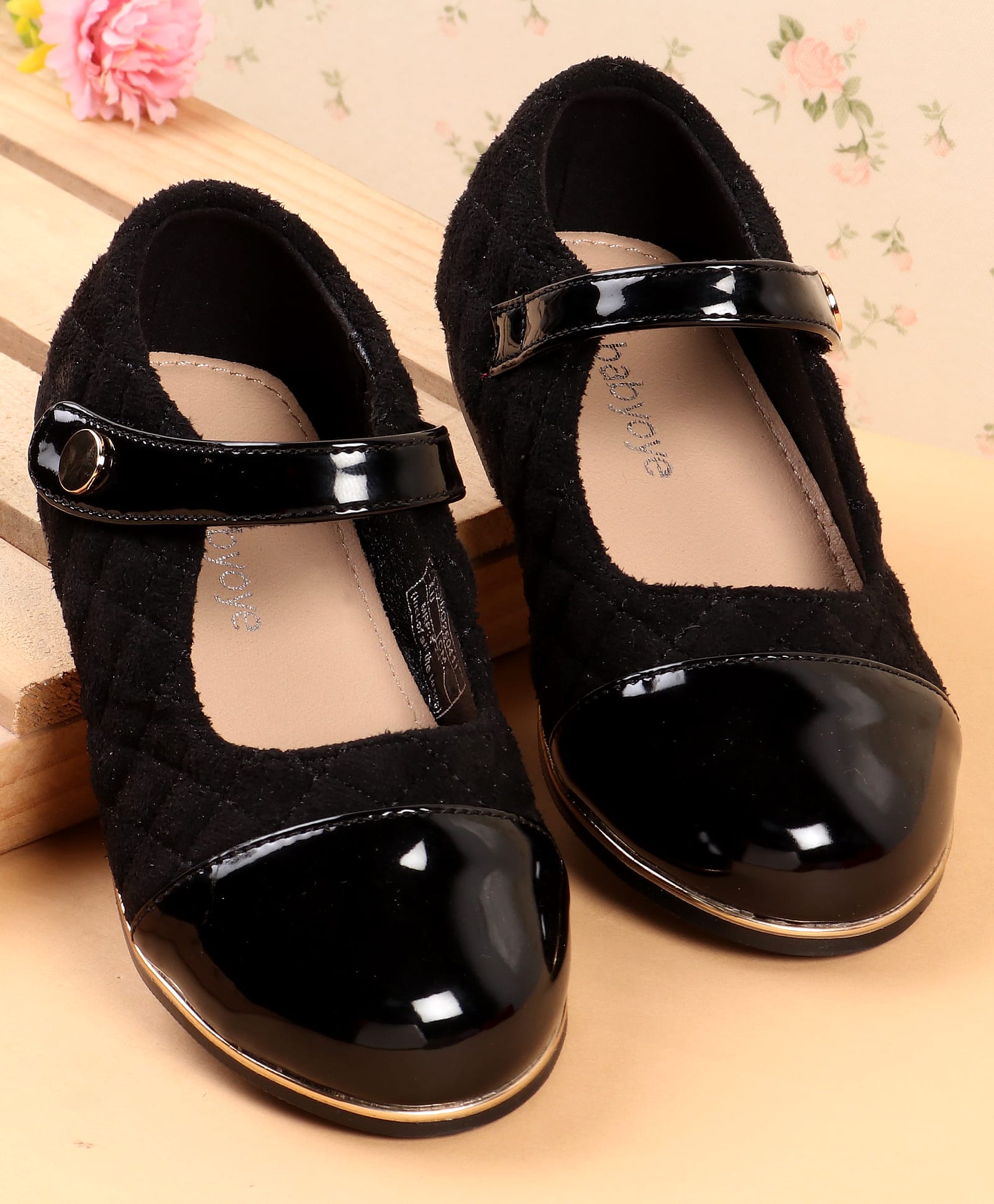 Babyoye Velcro Closure Solid Ballerina - Black-picture-27