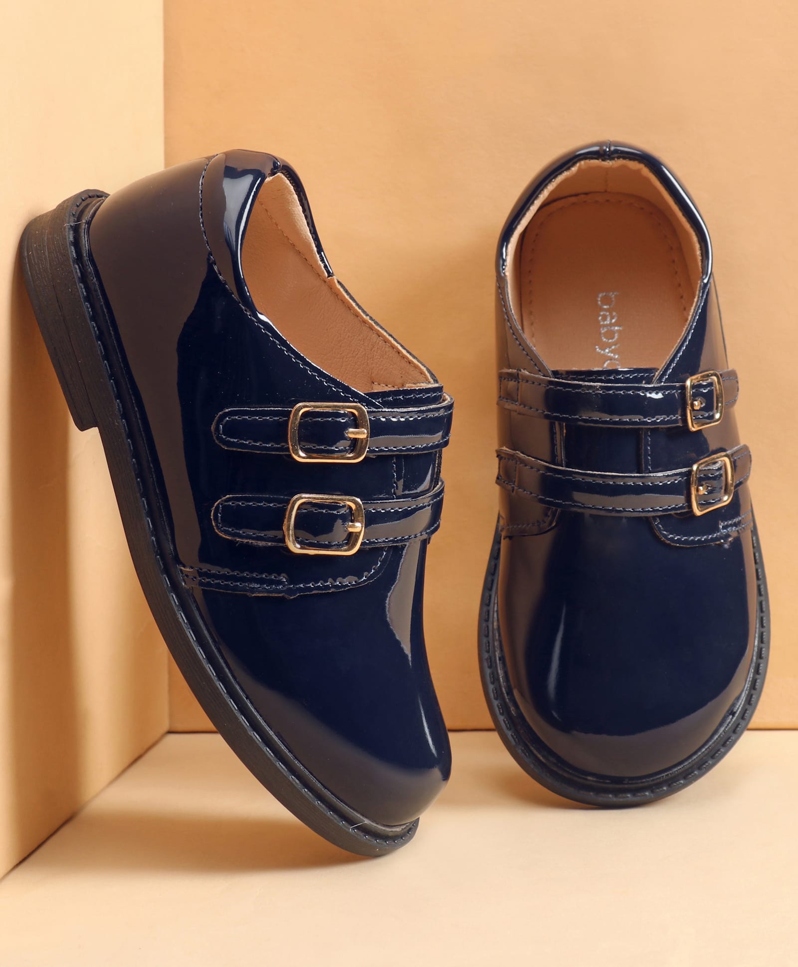 Babyoye Buckle Closure Solid Oxford Shoes - Navy Blue-image-32
