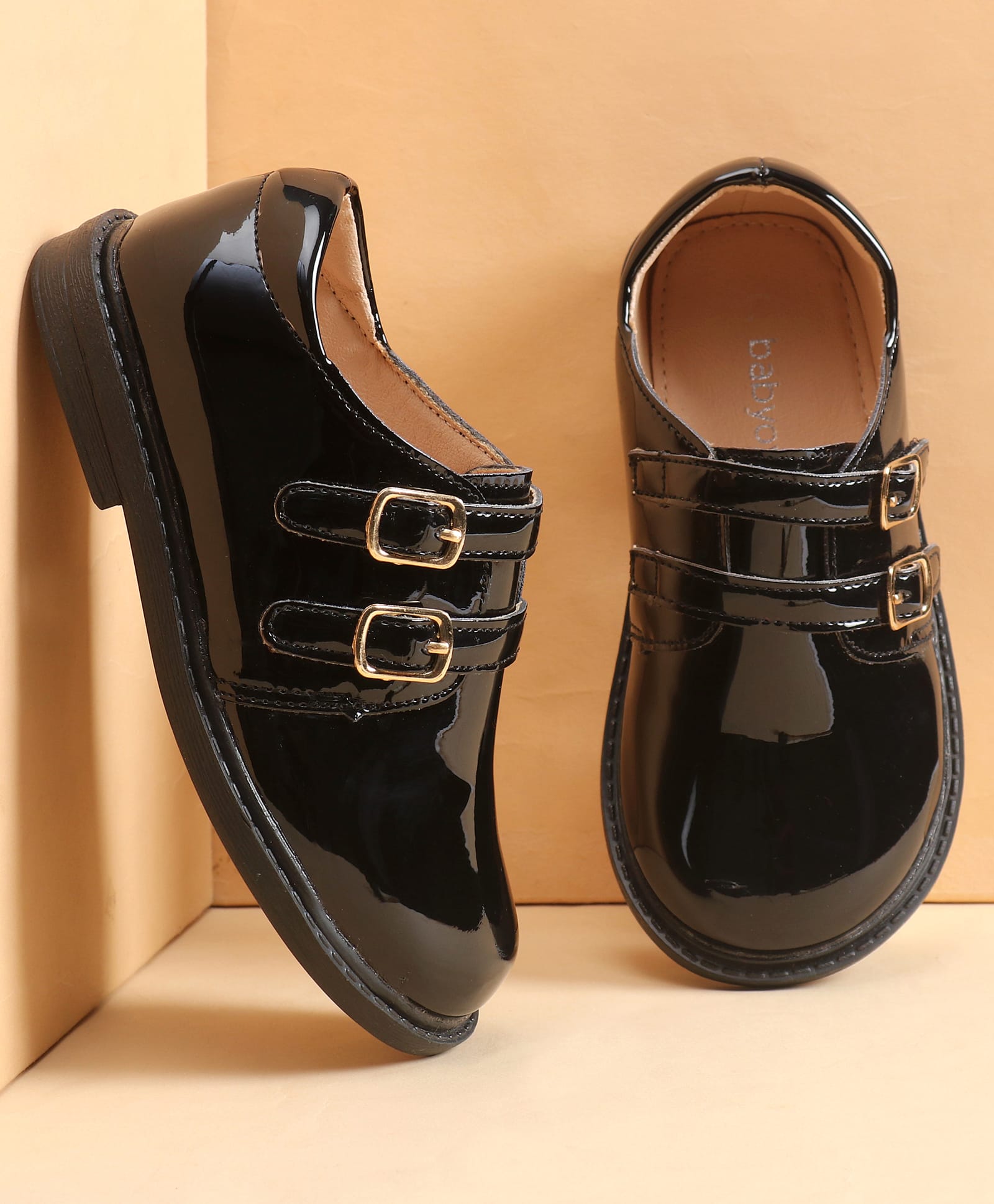 Babyoye Buckle Closure Solid Oxford Shoes - Black-image-28