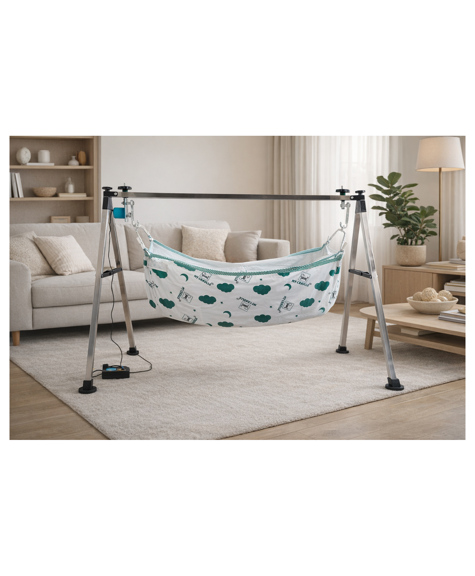 My Cradlle The Cradlle for Genius Automatic Electric Swing Cradle With Folding Square Pipe | Stainless Steel Ghodiyu - Blue Square - Clothe Joli (Colour May Vary)-image-48