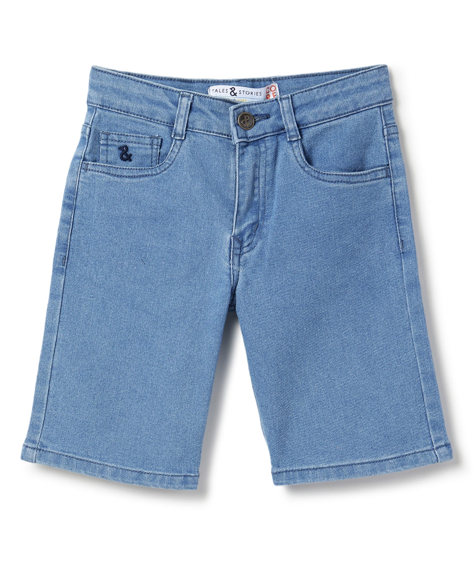 Tales & Stories Denim Woven Solid Shorts - Blue-image-34