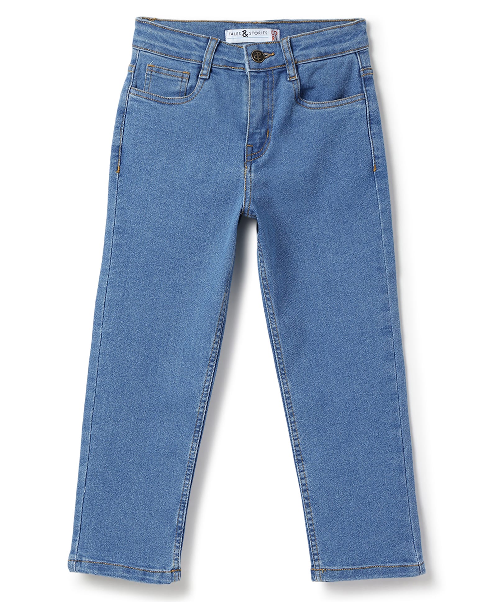 Tales & Stories Denim Woven Straight Fit Washed Jeans - Blue-picture-21