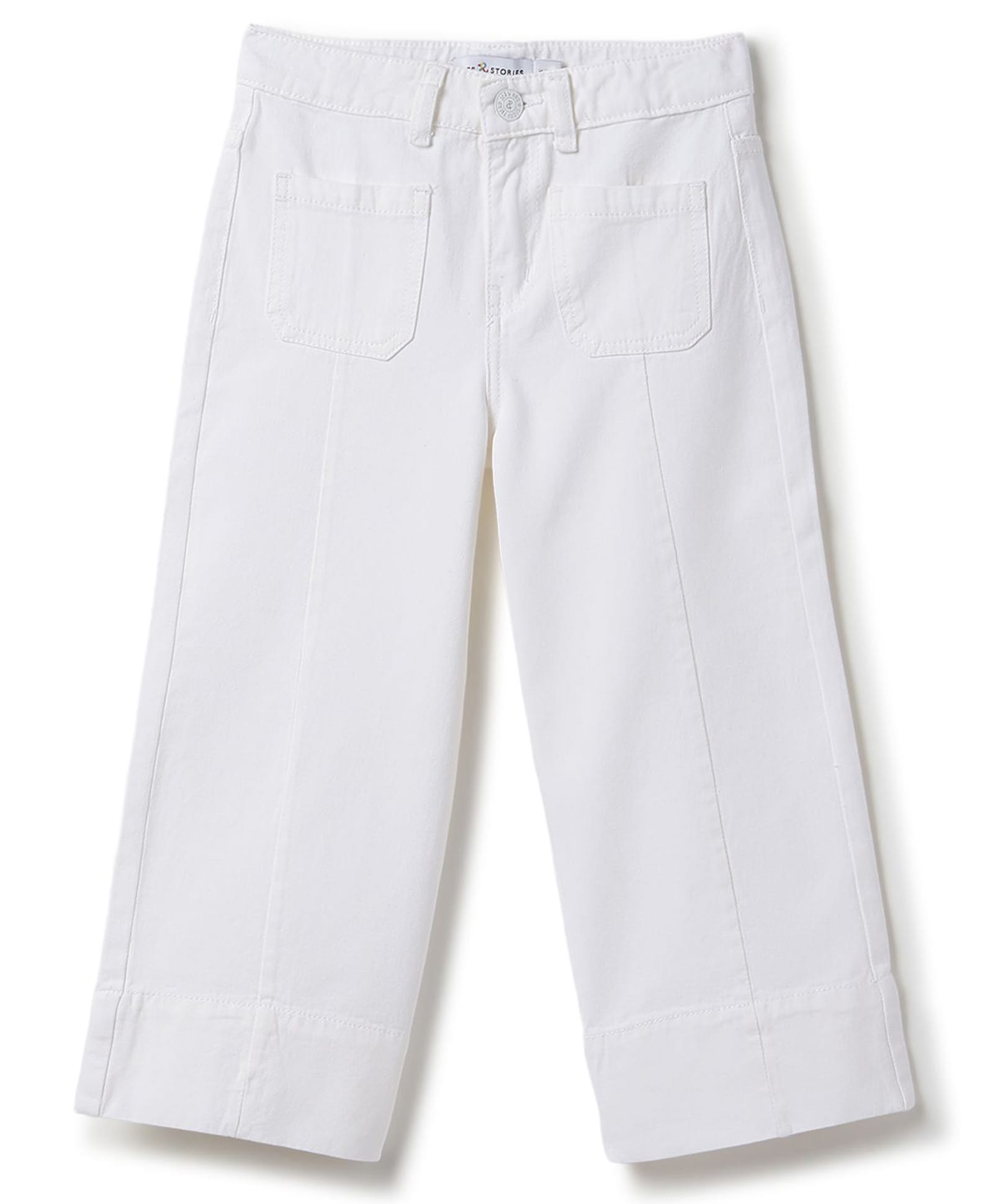 Tales & Stories Denim Woven Wide Leg Solid Jeans - White-image-42