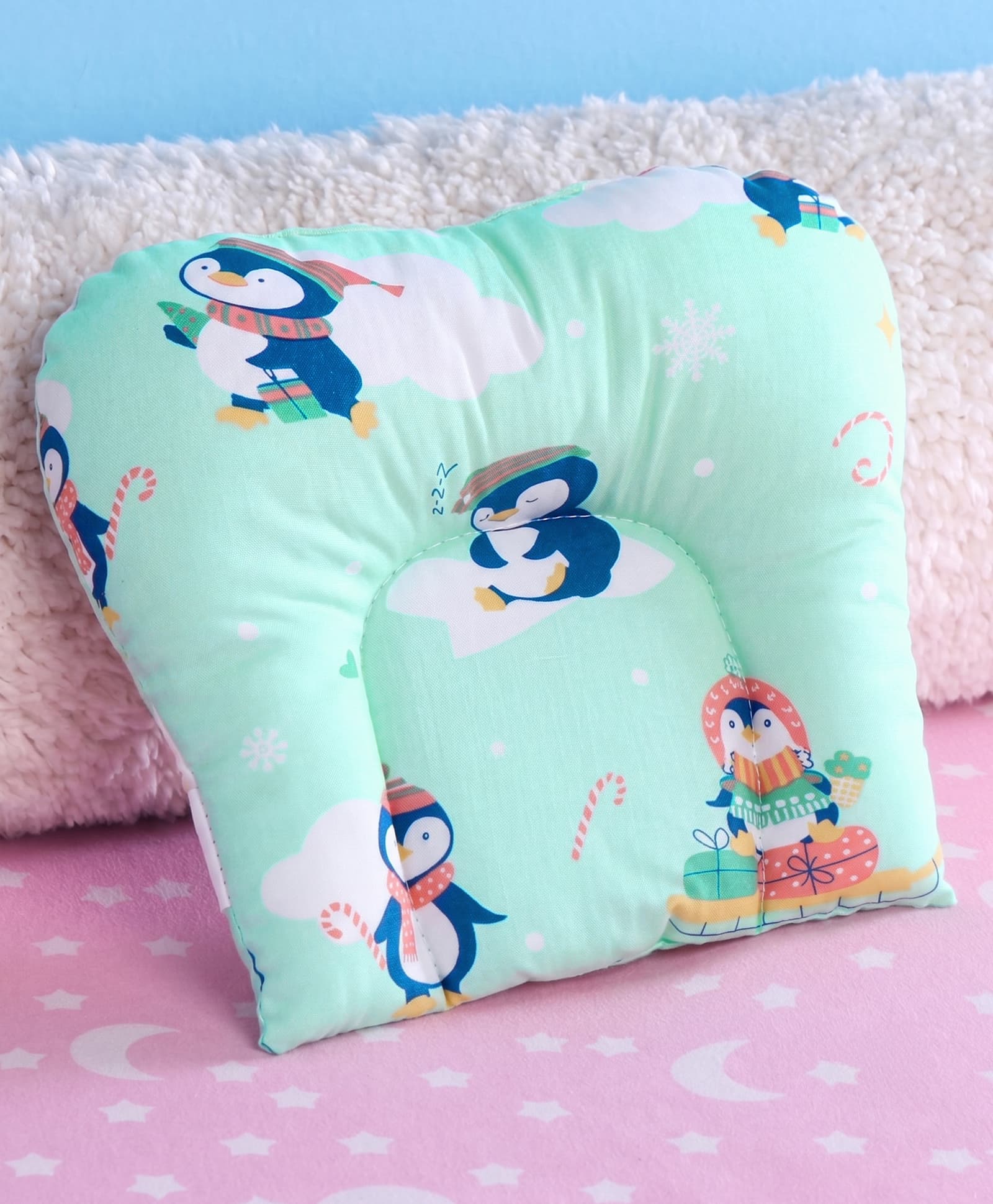Babyhug U Shape Pillow Penguin Print - Green-image-4