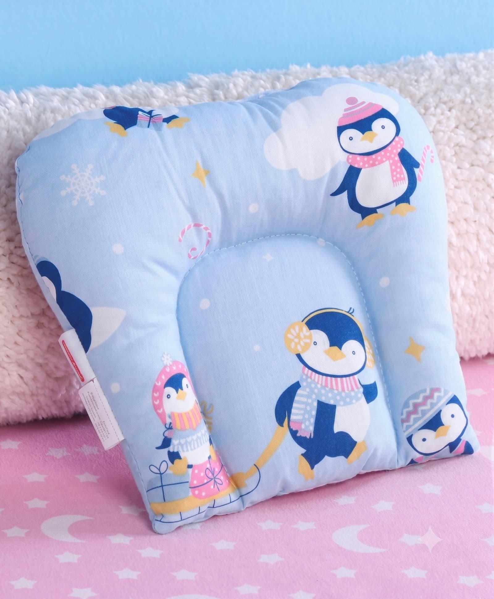 Babyhug U Shape Pillow Cute Car Print - Blue-image-10