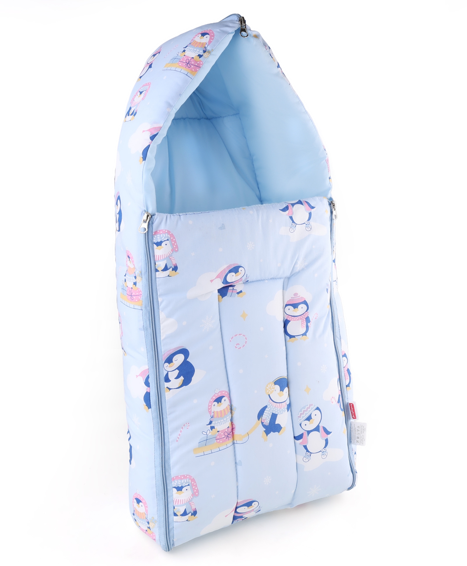 Babyhug 100% Cotton Sleeping Bag cum Carry Nest Penguin Print - Blue| Soft & Cozy| Light Weight & Easy to Carry| Travel Friendly| Easy Zipper Closure| New Born Essential| Washable| Gifting Option-image-22