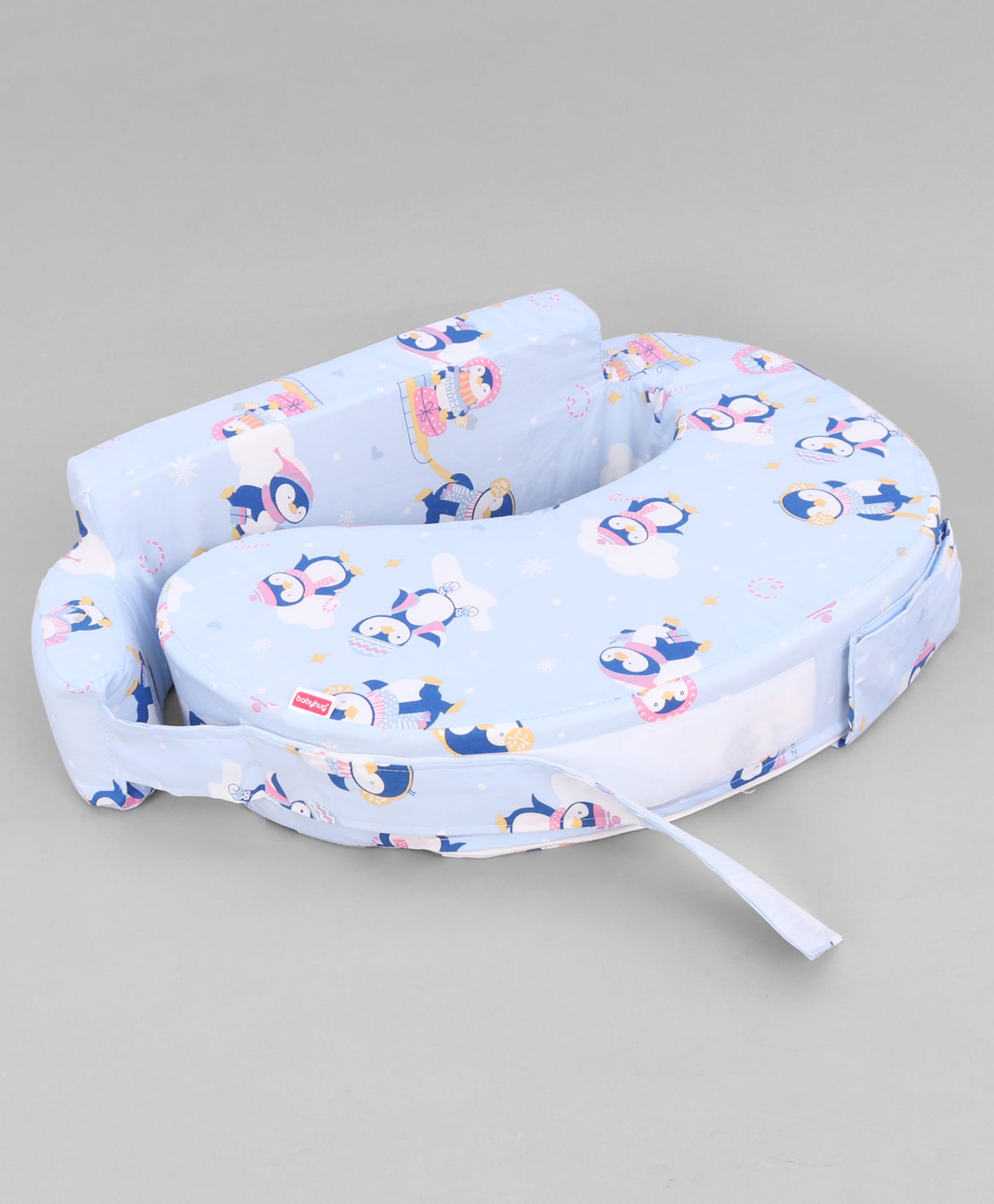Babyhug Cotton Feeding Pillow With Belt Penguin Print - Blue | Fits upto waist size 36 inches-image-21