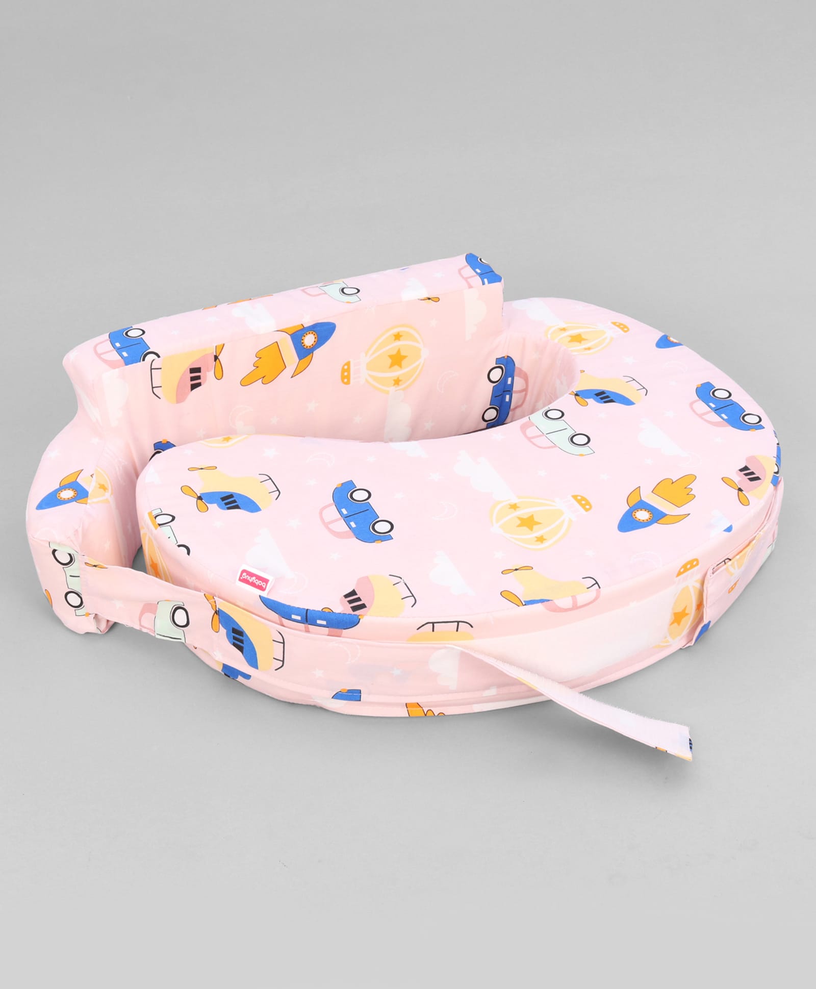 Babyhug Cotton Feeding Pillow With Belt Transport Print - Peach | Fits upto waist size 36 inches-image-20