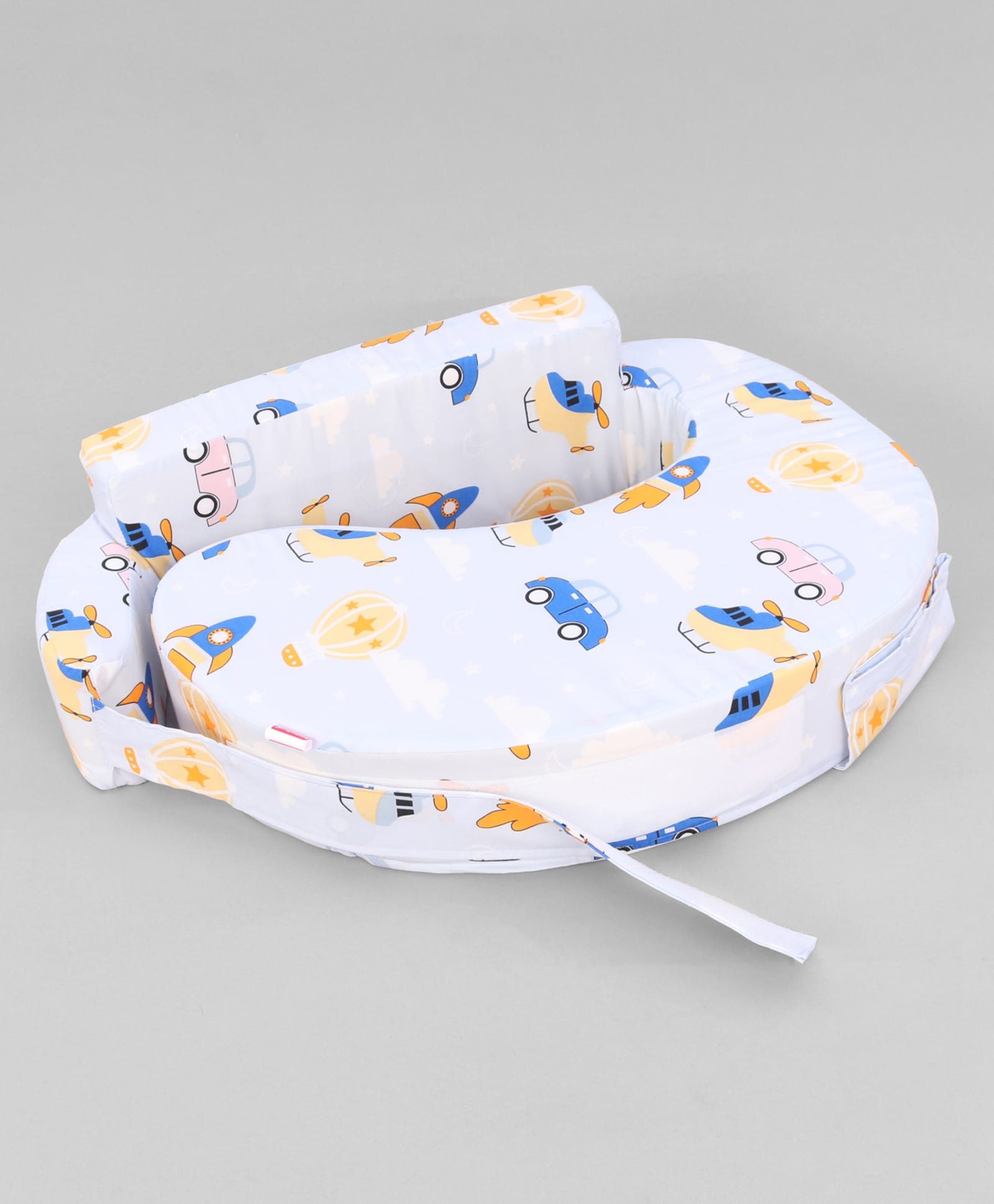 Babyhug Cotton Feeding Pillow With Belt Transport Print - Blue | Fits upto waist size 36 inches-image-19