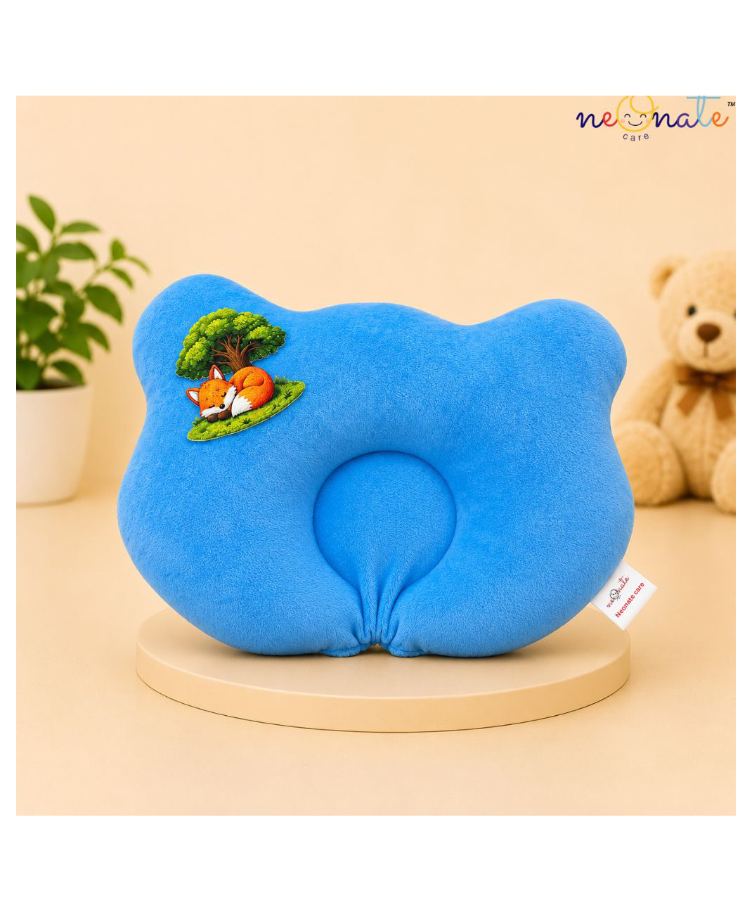 NeonateCare Mustard seeds pillow | Bear shape pillow | rai pillow | sarso pillow | head shaping pillow - Blue bear squirrel print pillow-image-13