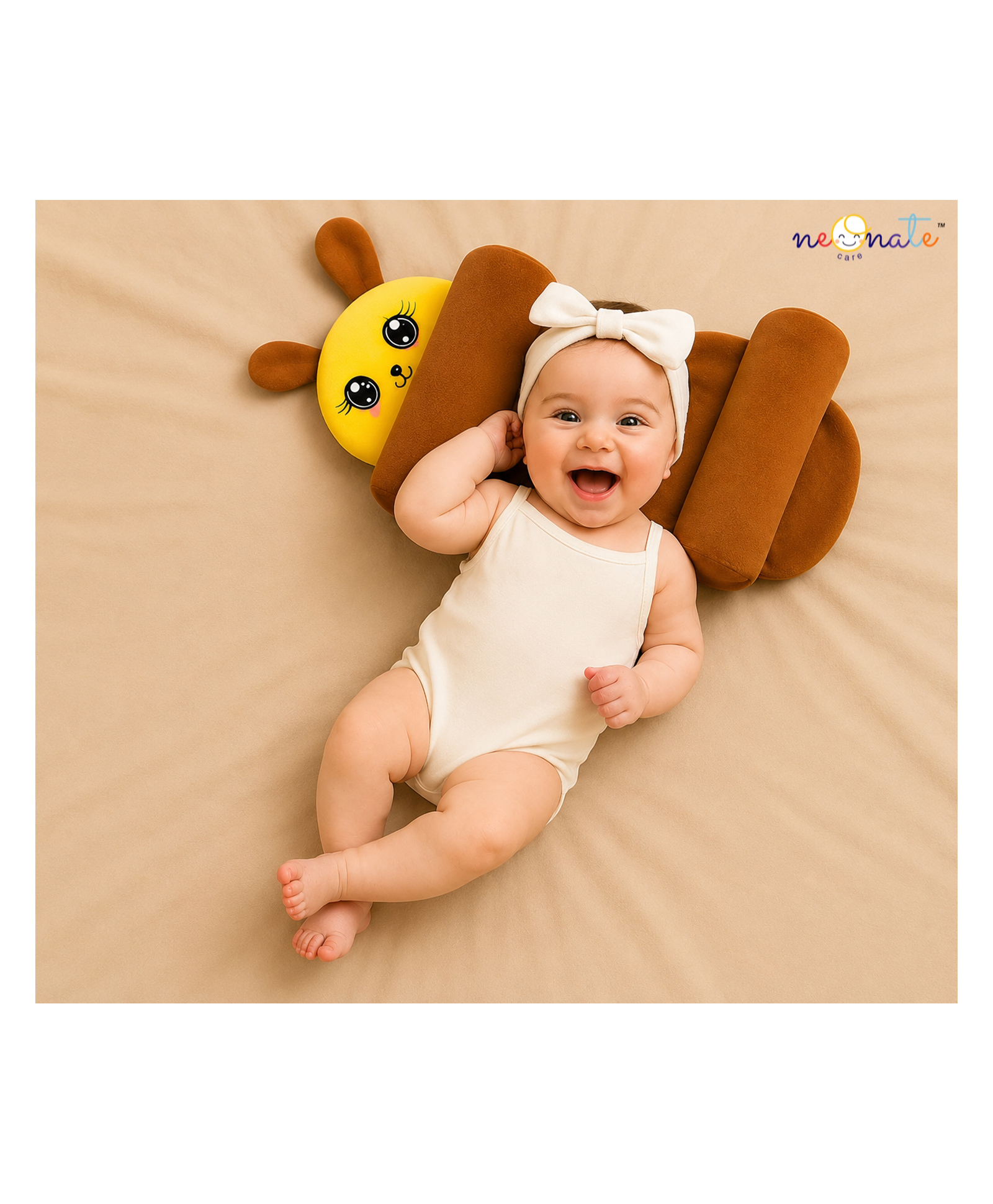 NeonateCare Newborn baby Adjustable pillow Perfect Airflow Sweat Free Newborn baby pillow - coffee adjustable pillow-picture-49