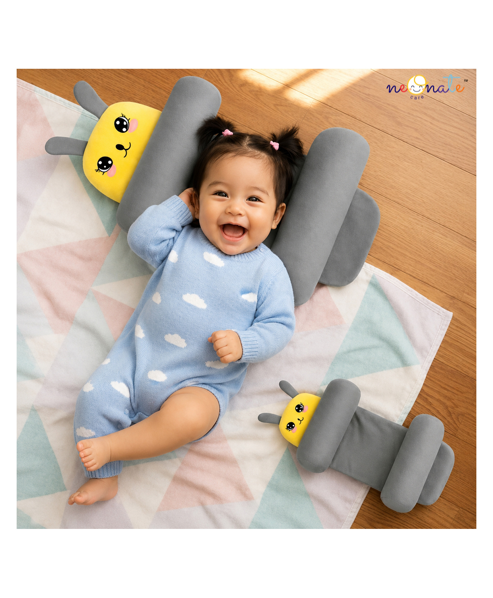 NeonateCare Newborn baby Adjustable pillow Perfect Airflow Sweat Free Newborn baby pillow - grey adjustable pillow-picture-40