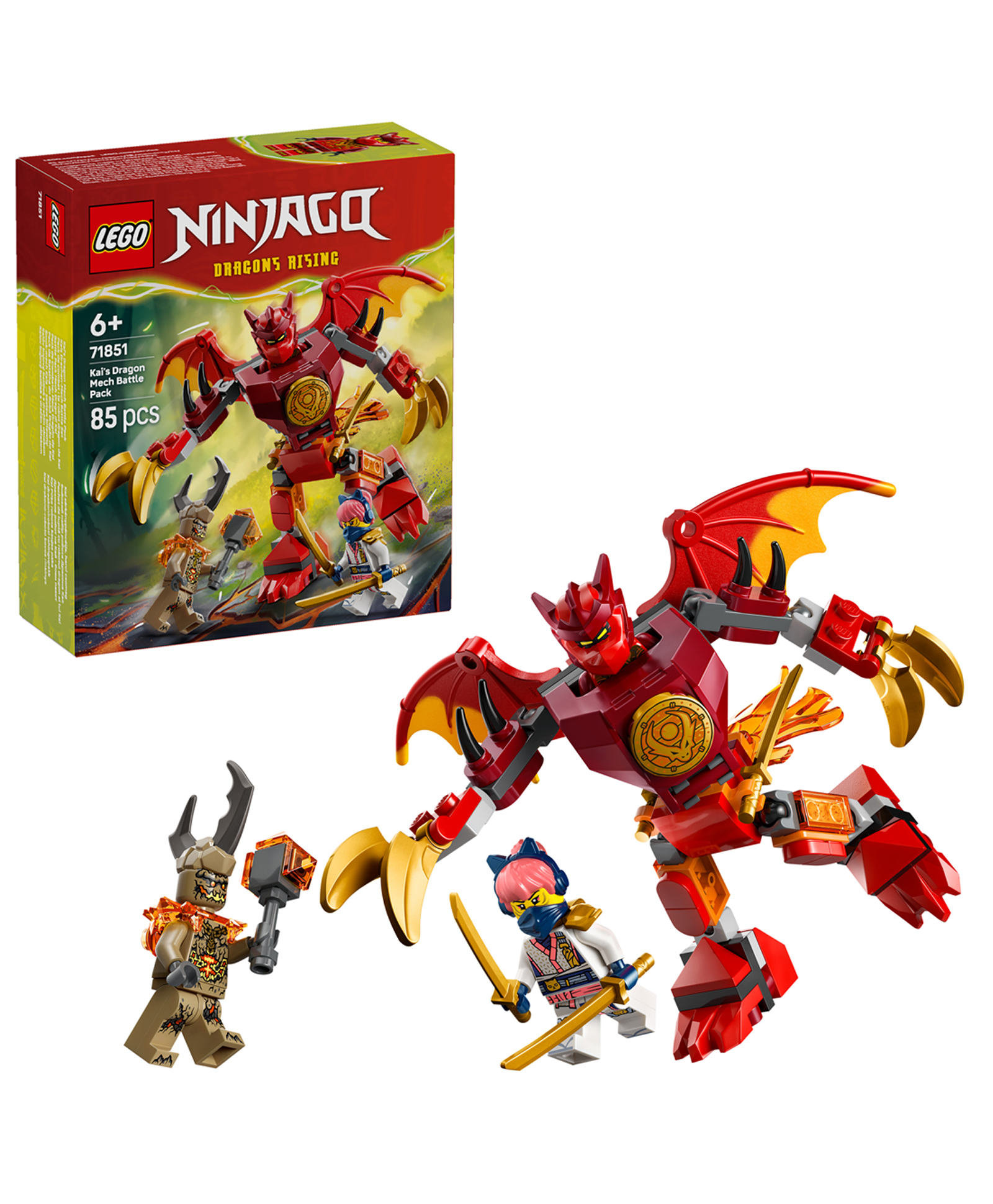 LEGO NINJAGO Kai's Dragon Mech Battle Pack Mech Toy Playset with 3 Minifigures 85 Pieces - 71851-picture-13