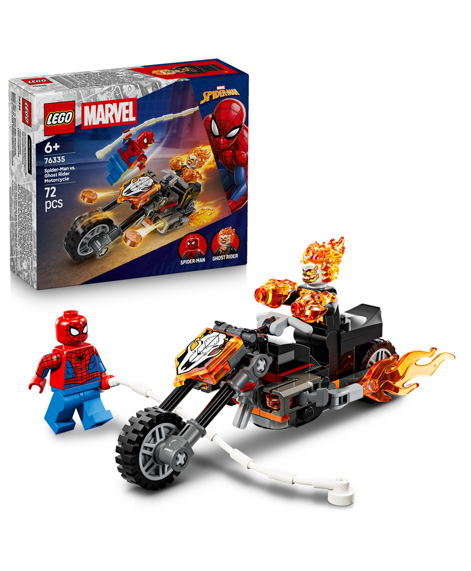 LEGO | Marvel Spider-Man vs. Ghost Rider Motorcycle - Super Hero Building Toy for Kids 72 Pieces- 76335-image-3
