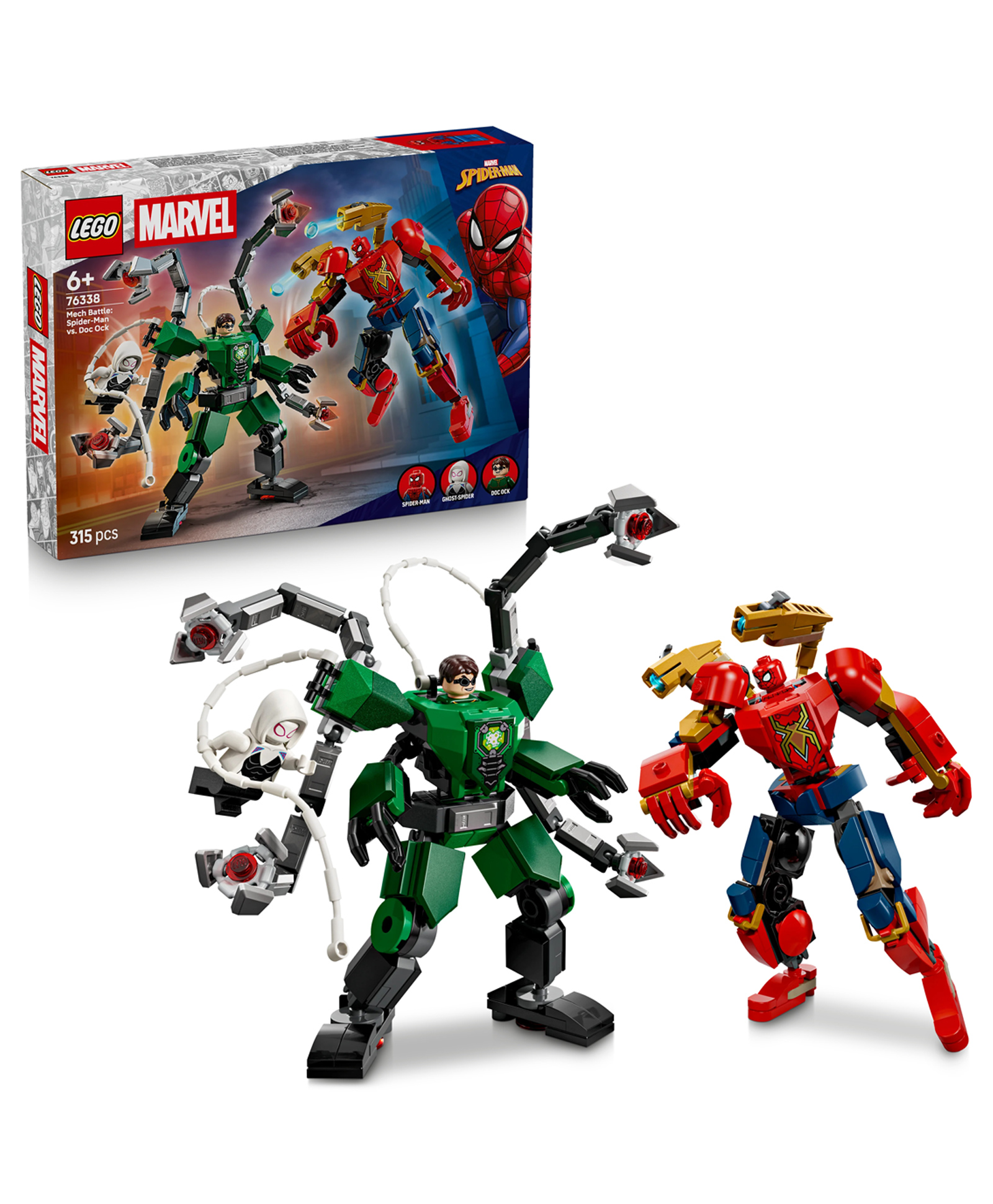 LEGO Marvel Mech Battle: Spider-Man vs. Doc Ock Super Hero Building Toy With 2 Mechs 315 Pieces - 76338-image-12