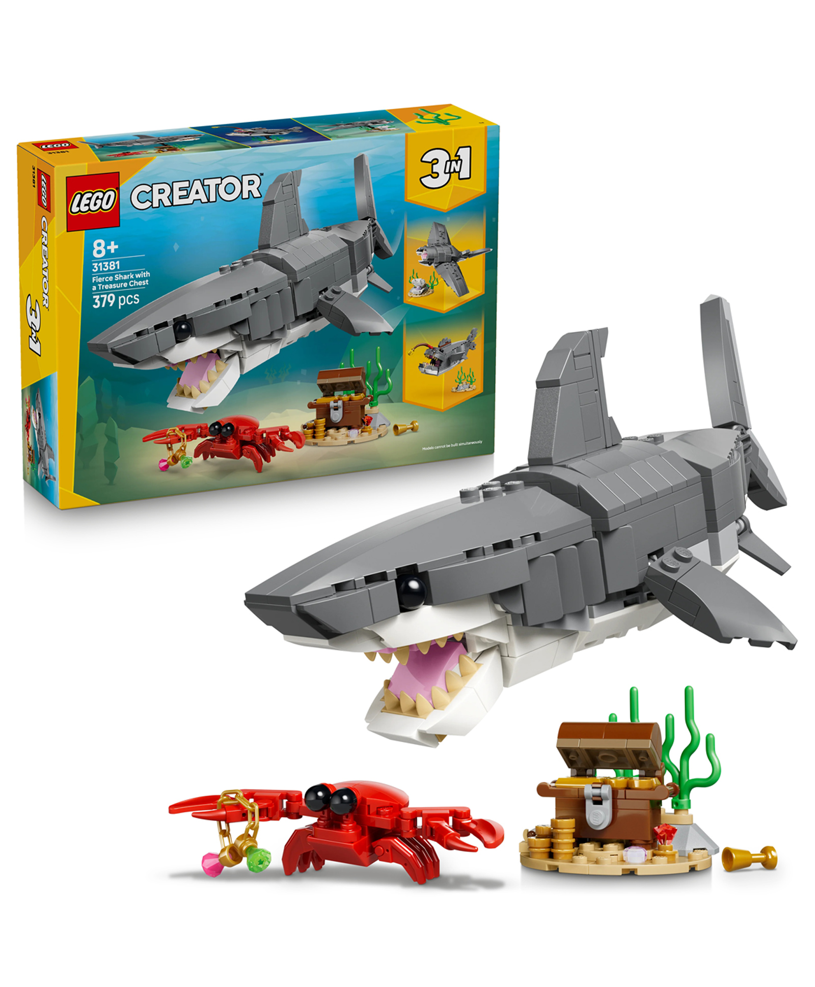 LEGO Creator Fierce Shark with a Treasure Chest Toy Rebuilds into Anglerfish or Manta Ray 379 Pieces - 31381-image-37