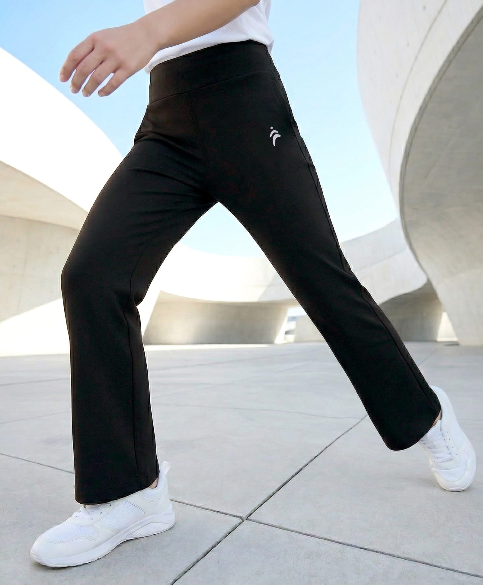 Pine Active Knit Full Length 4 Way Stretch Aero Soft Straight Solid Leggings - Black-image-35
