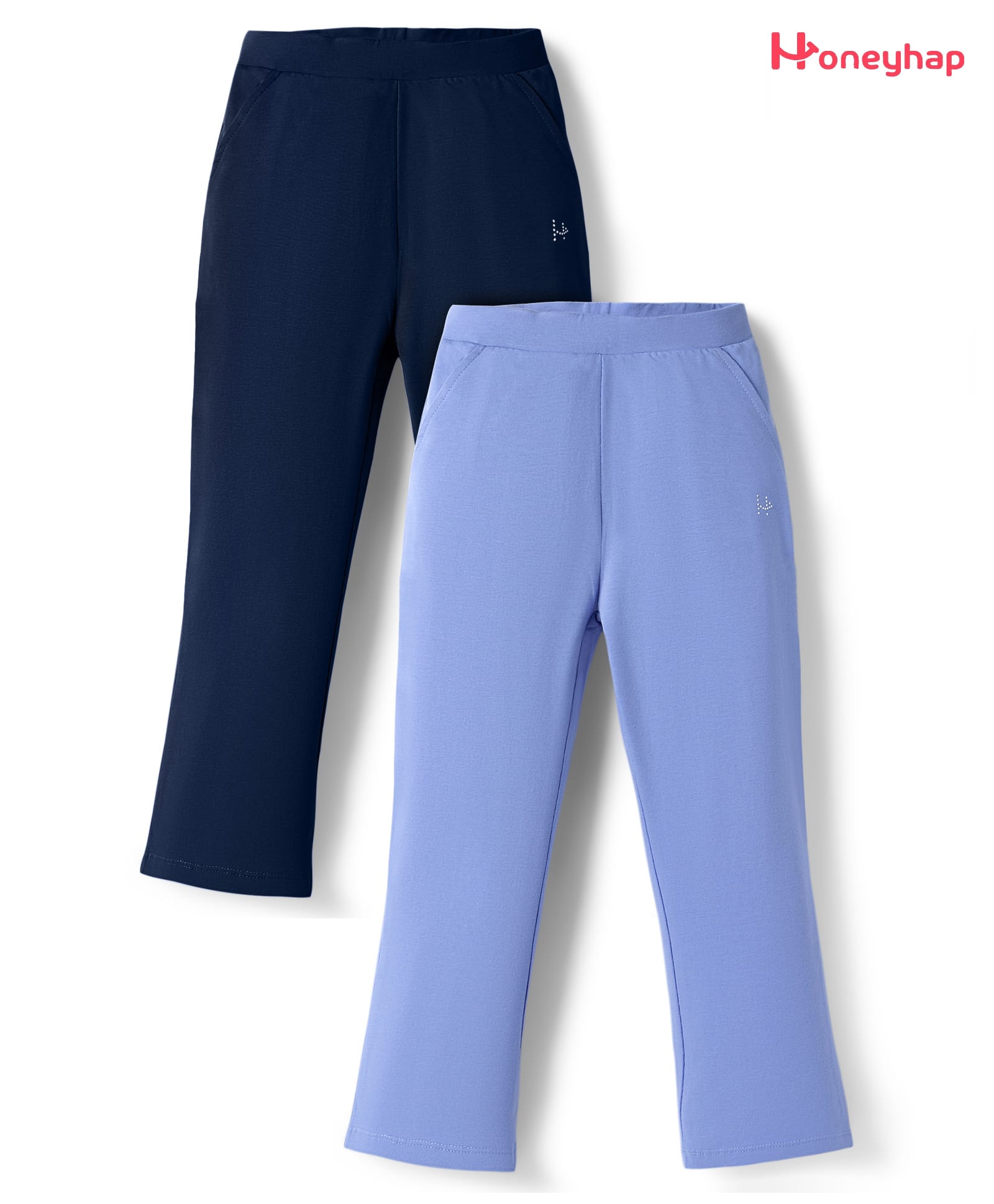 Honeyhap Premium Cotton Elastane Knit Full Length Flared Leggings With Bio Finish Pack of 2 - Oceana & Azurine-image-32