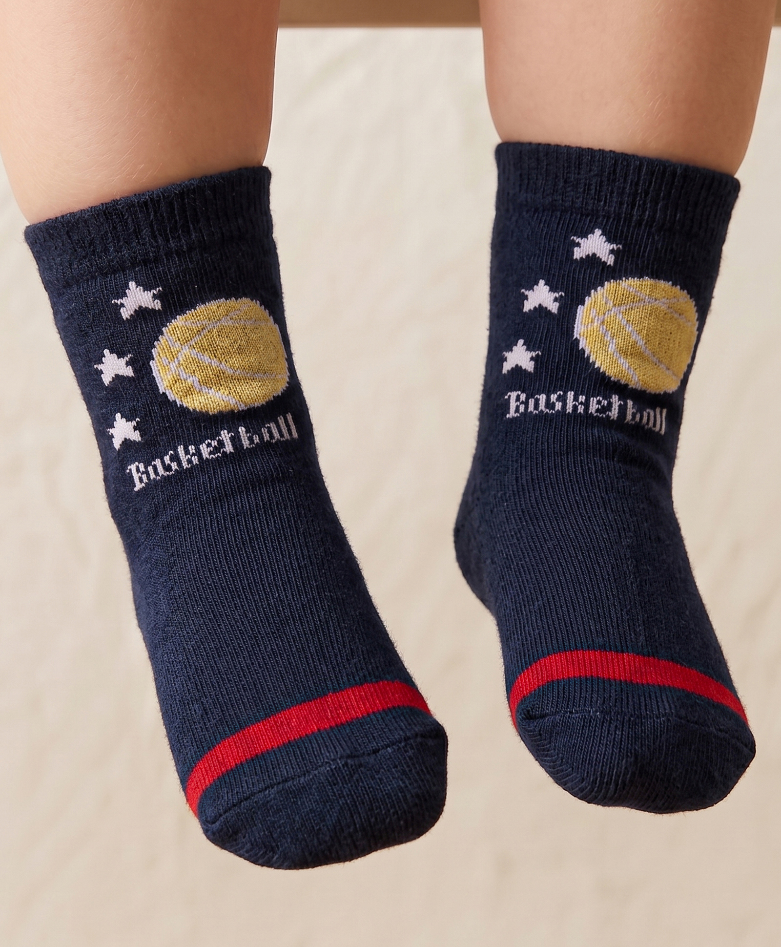 Mustang Knit Ankle Length Socks with Basketball Design - Navy Blue-image-49