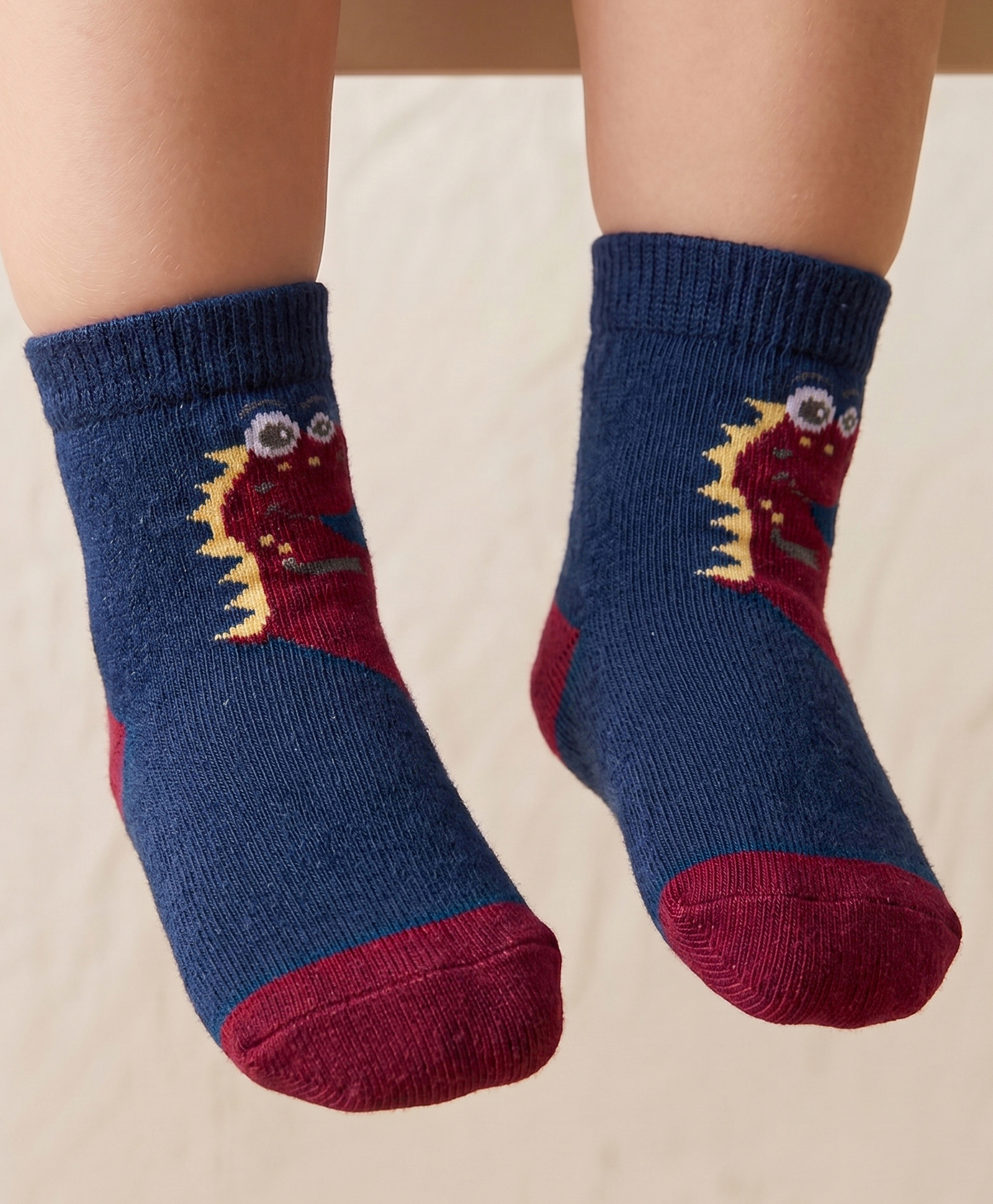 Mustang Acrylic Knit Socks with Dino Design - Navy Blue-image-40