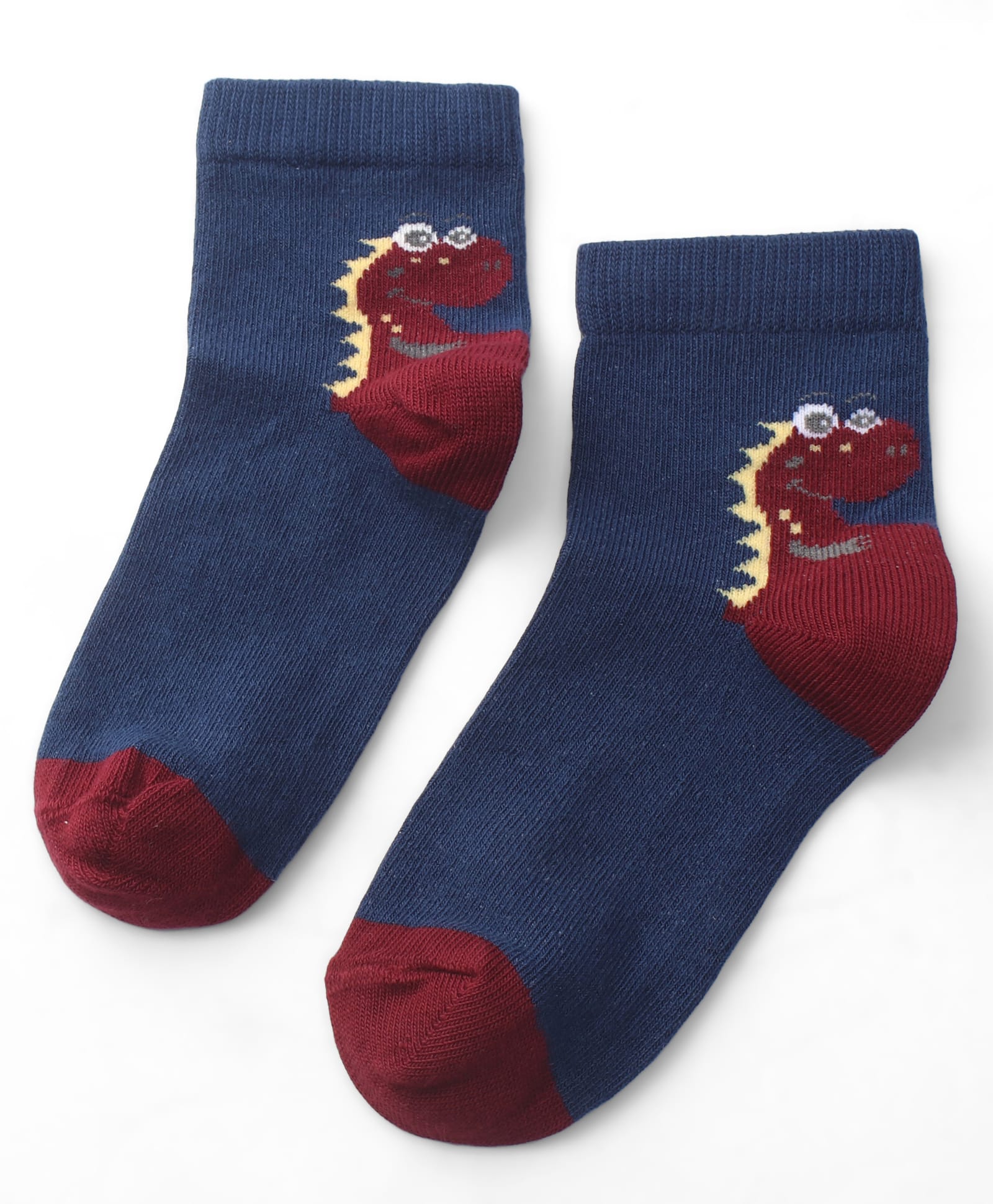 Mustang Knit Socks With Dino Print - Blue & Maroon-image-40