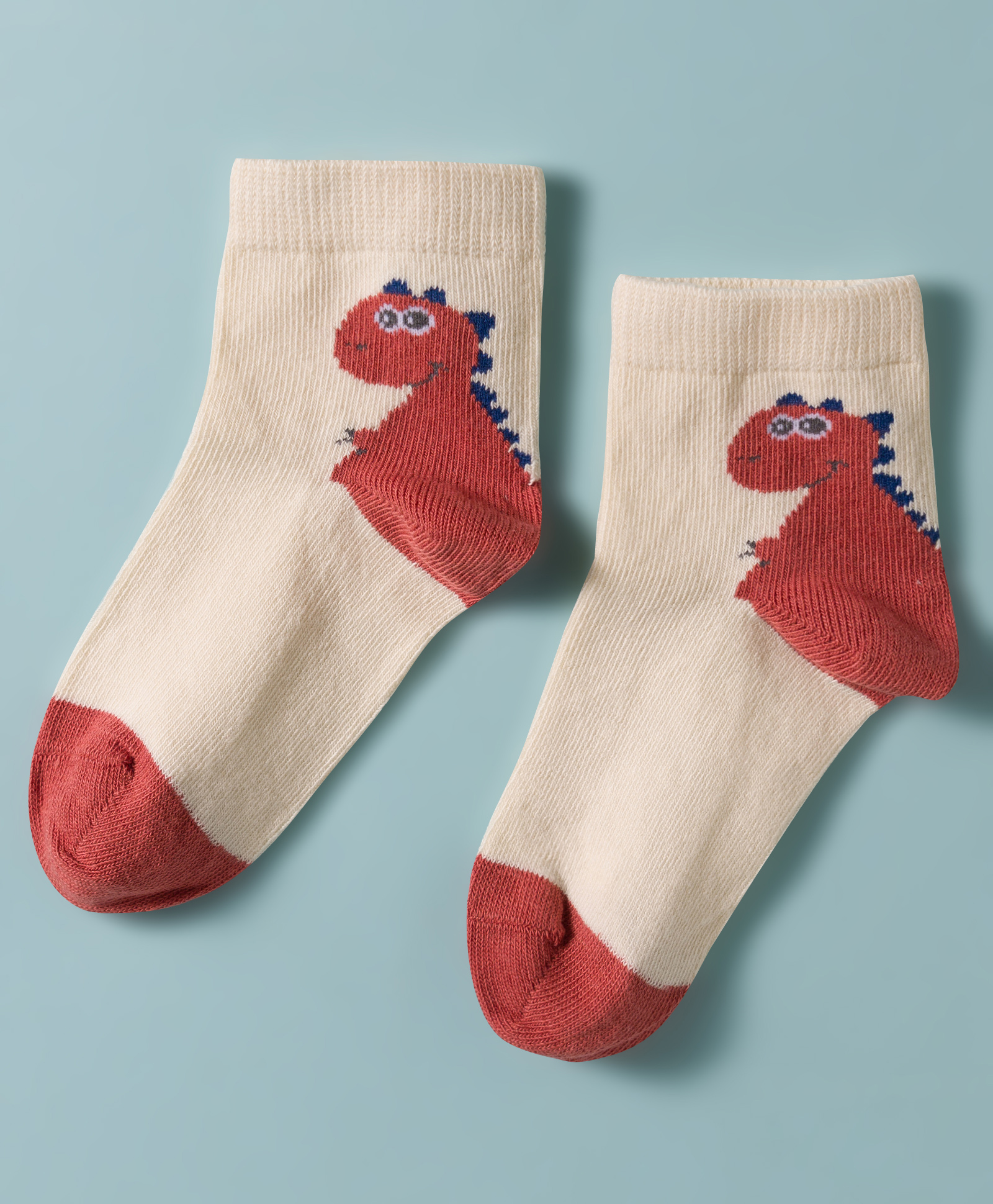 Mustang Knit Ankle Length Socks with Dino Design - Off White-image-30