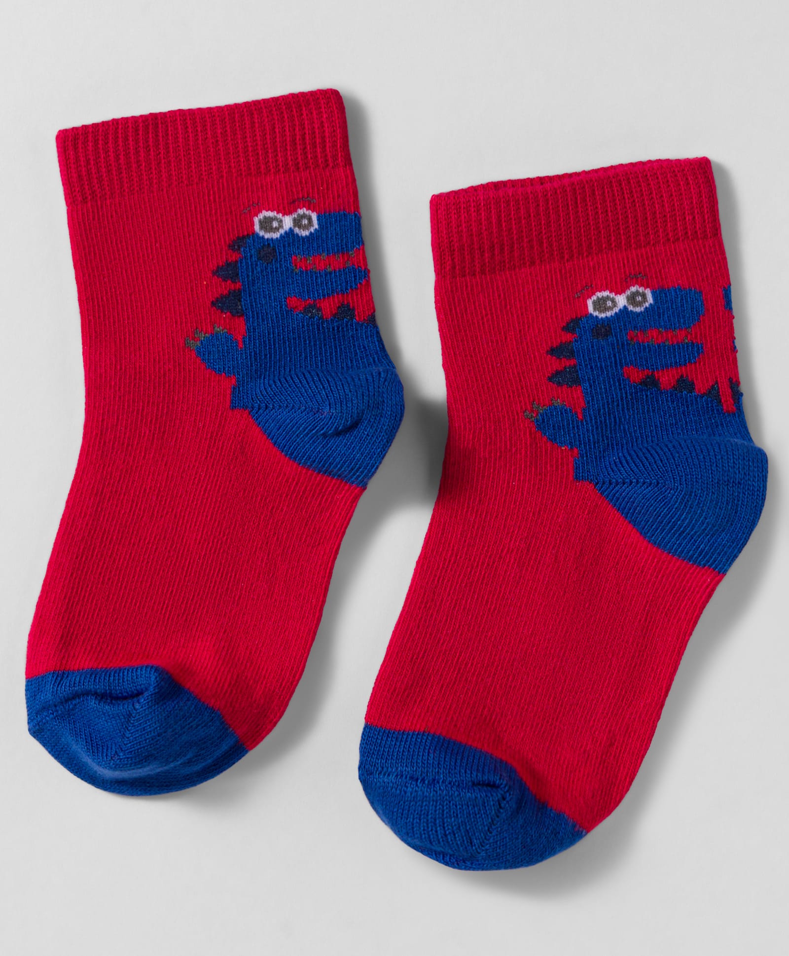 Mustang Knit Ankle Length Socks with Dino Design - Red-image-28