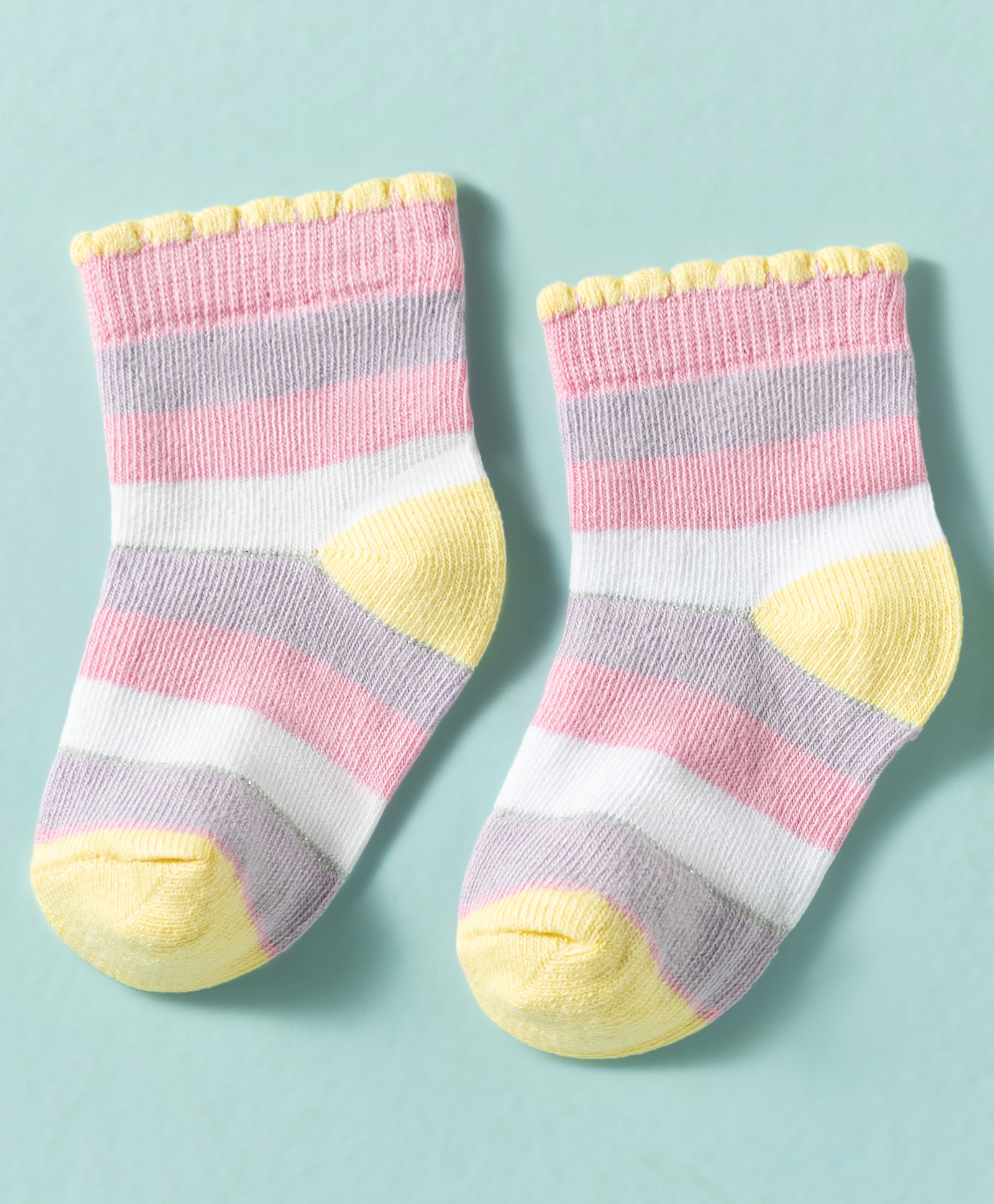 Mustang Knit Ankle Length Socks with Stripes - Pink-image-11