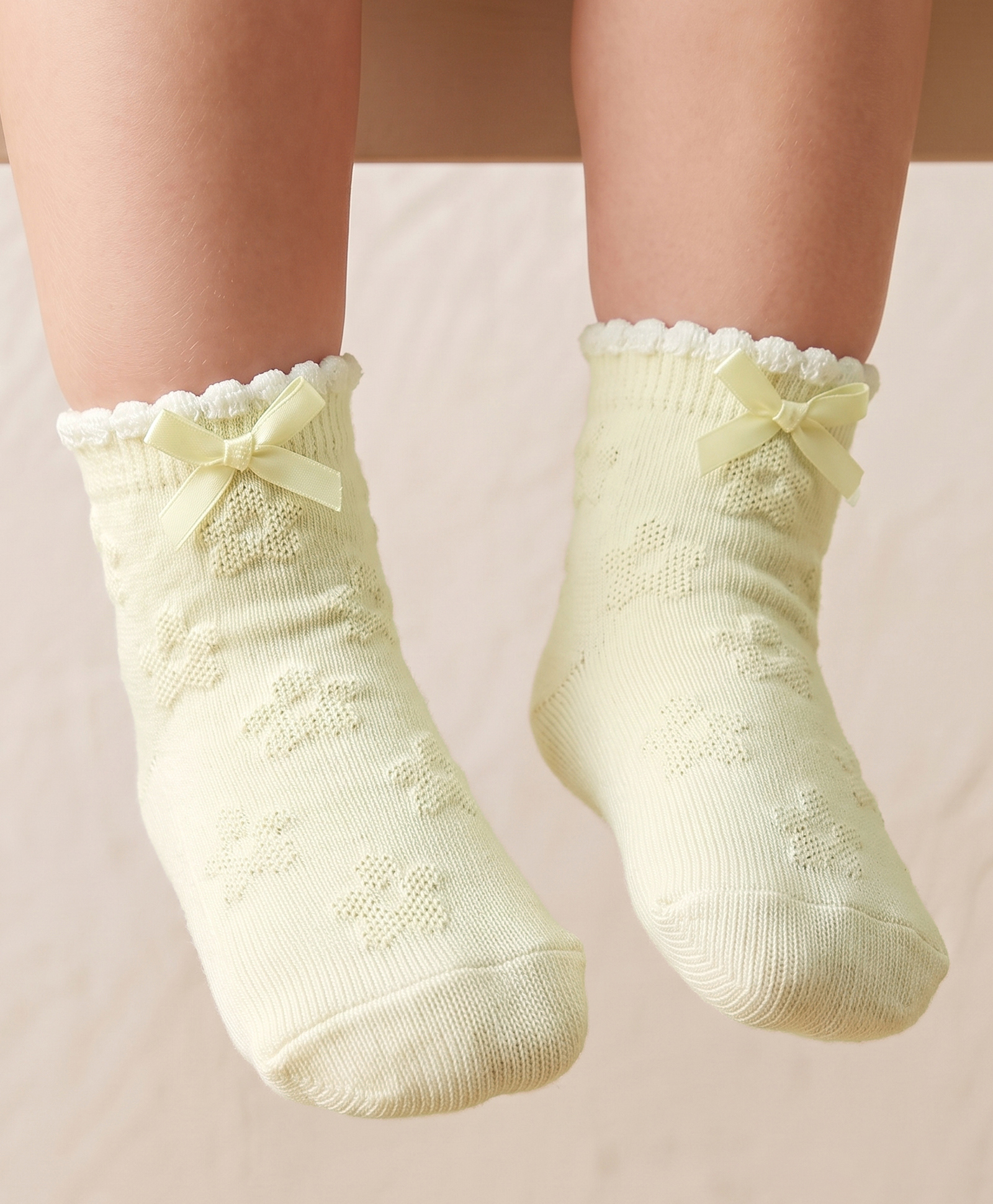 Mustang Socks with Floral Design & Bow Applique - Sea Green-image-22