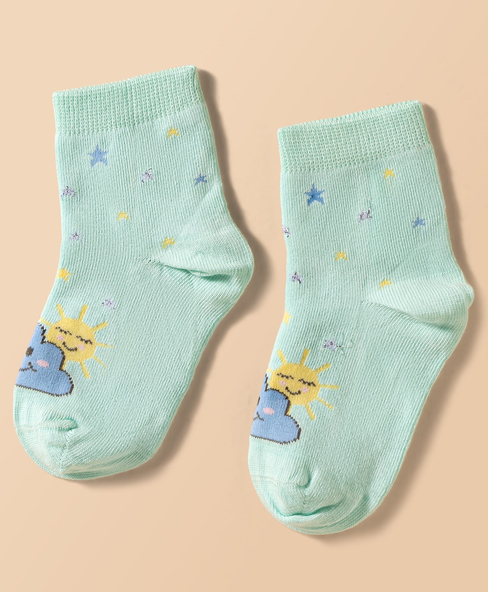 Mustang Socks With Sun & Cloud Design - Mint-picture-20
