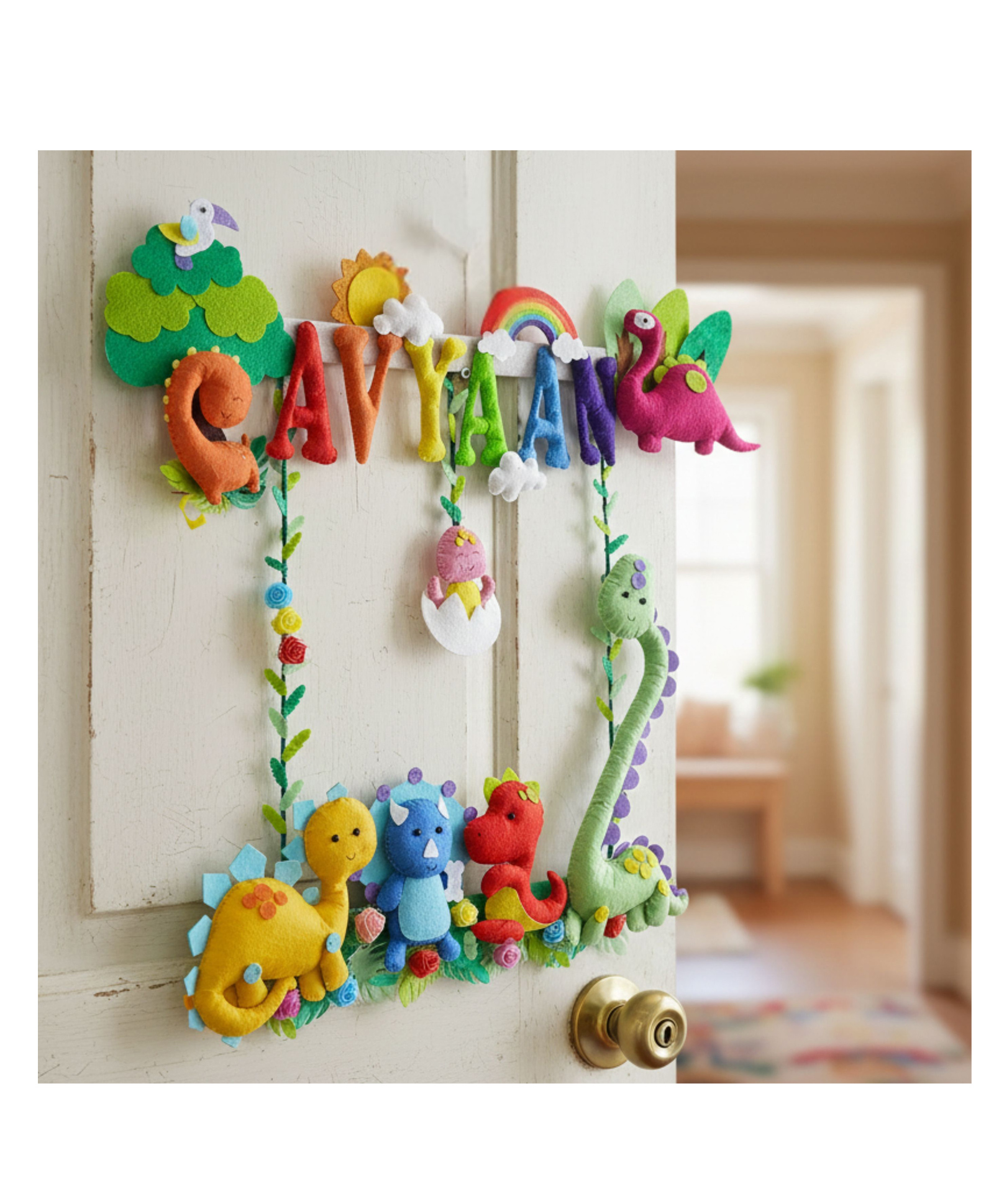 Fab Feltro Dino Kingdom Personalised Felt Kids Hanging - Multicolor-image-10