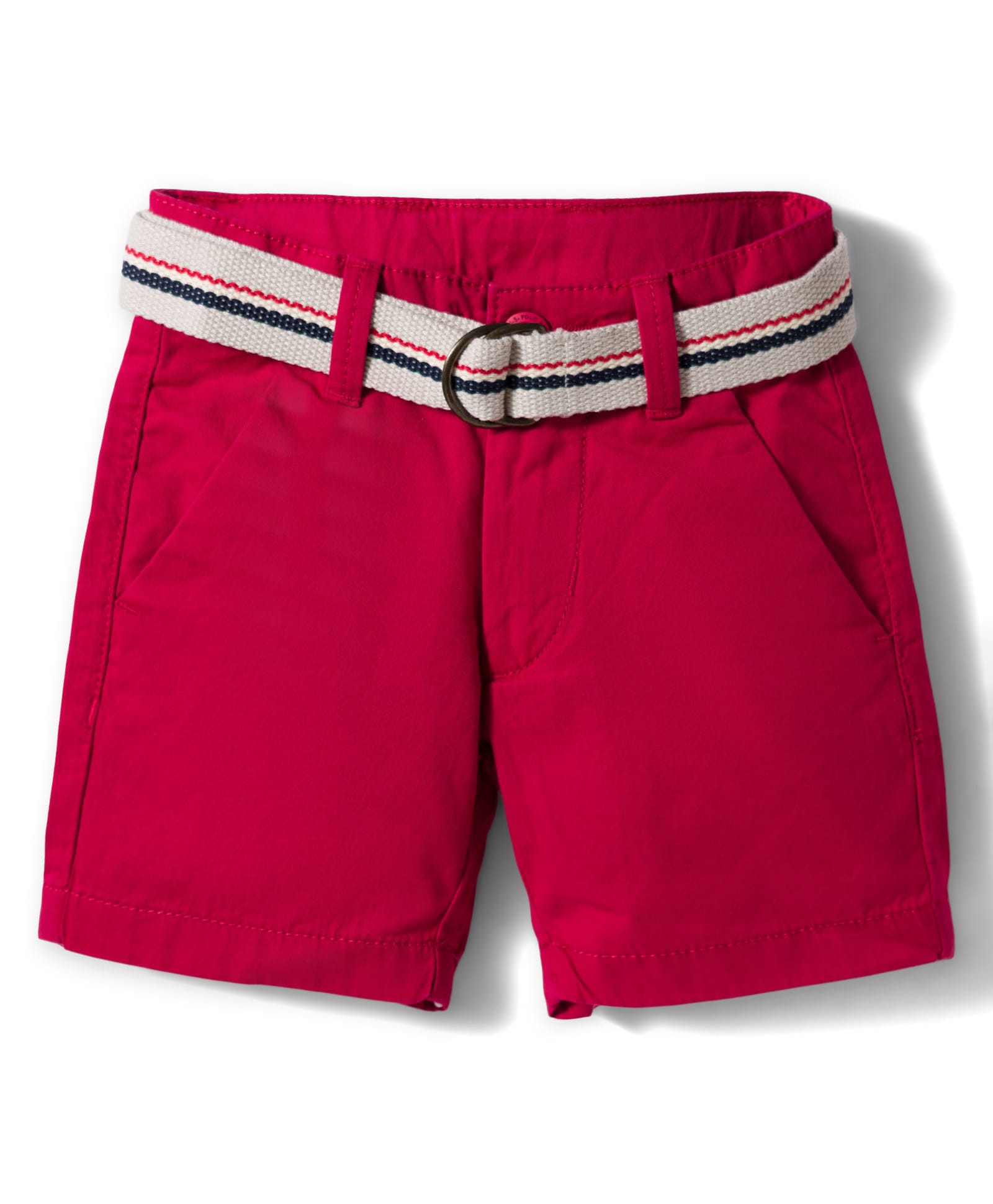 US Polo Assn 100% Cotton Woven Above Knee Length Solid Shorts With Belt - Red-image-20