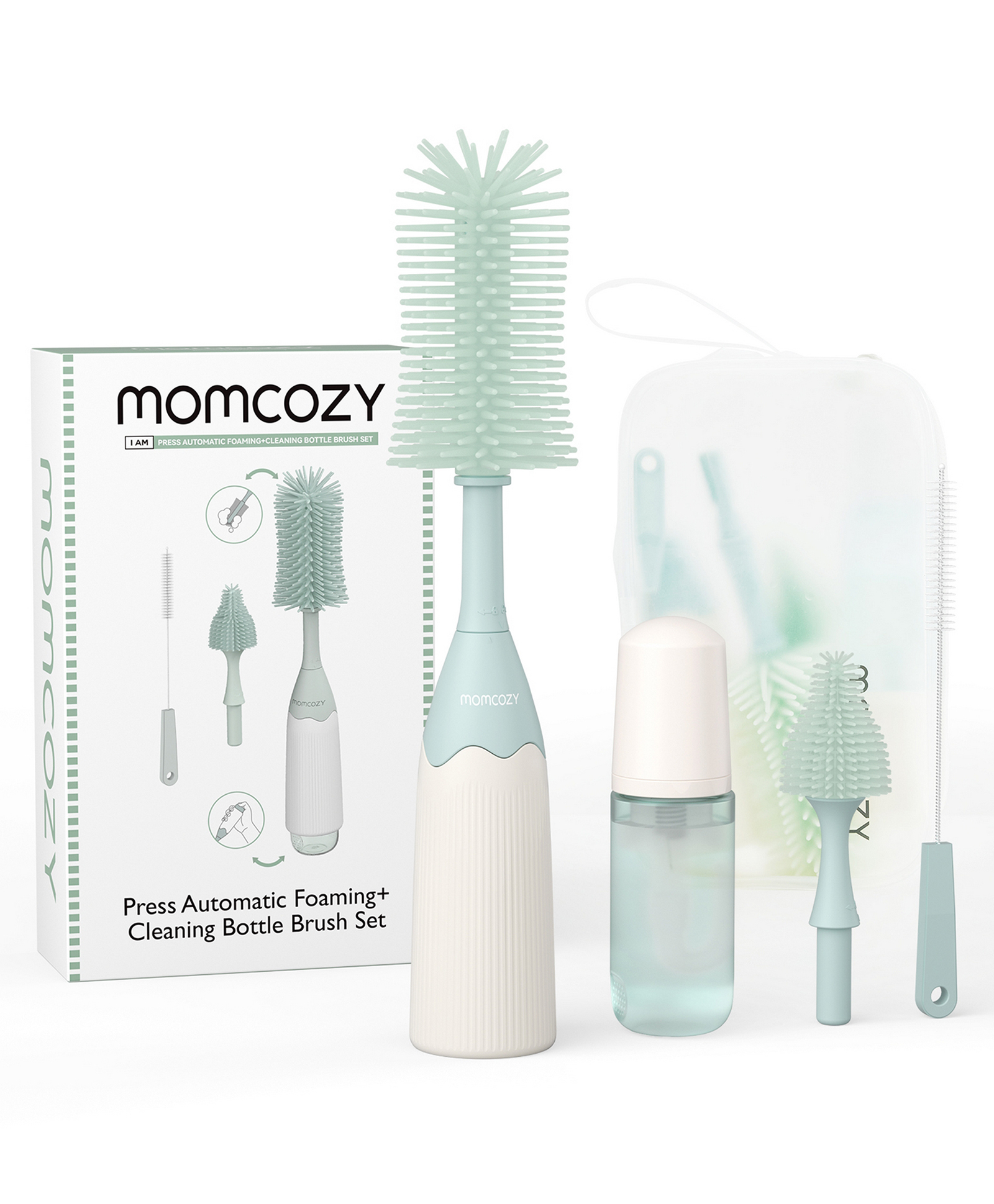 Momcozy Weaning Accessories Push-Press Design Bottle Brush Kit-Press Bubble Style - Green-picture-20