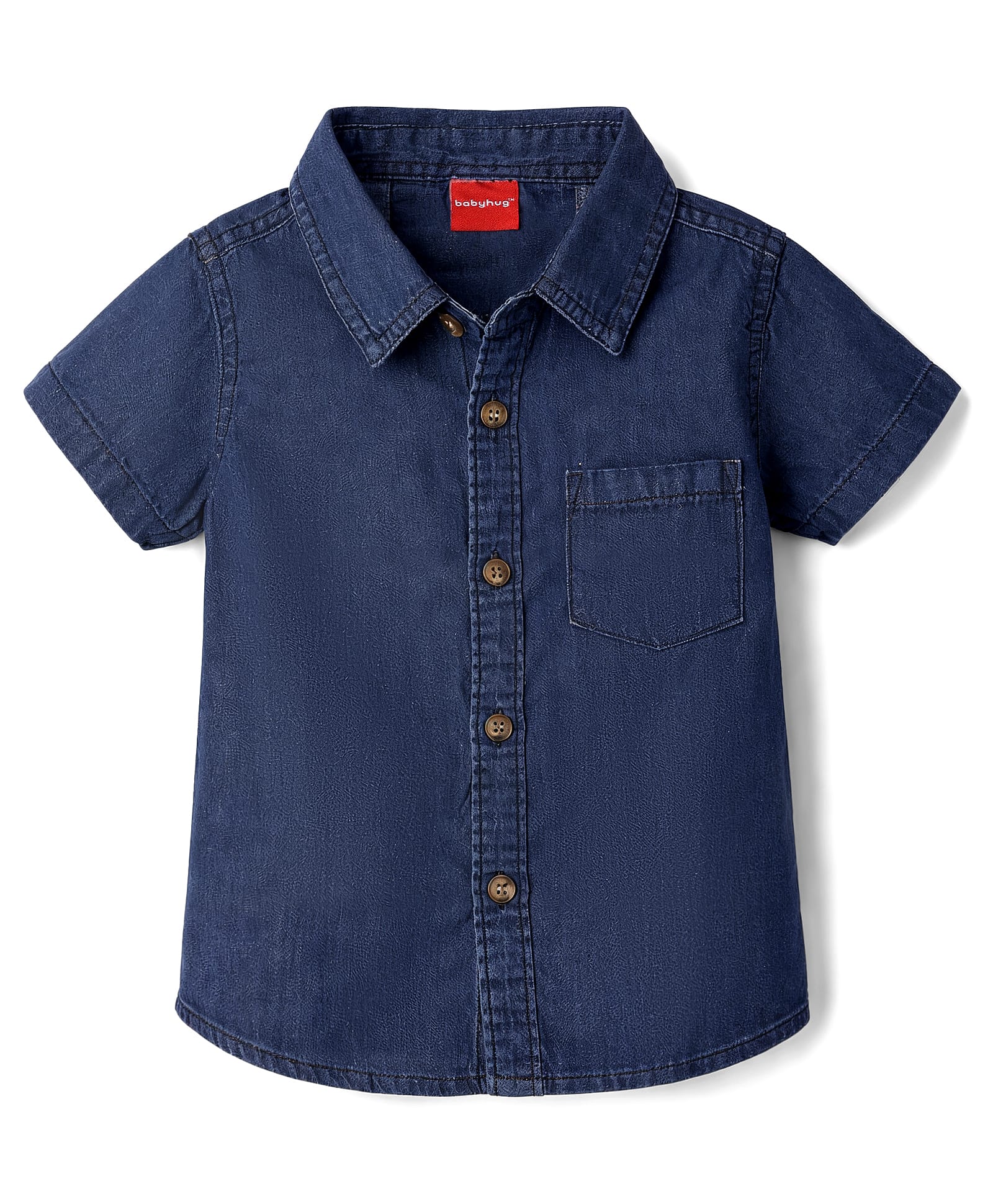 Babyhug Cotton Woven Shirt Half Sleeve Regular Collar Blue 9-12 Months-image-26
