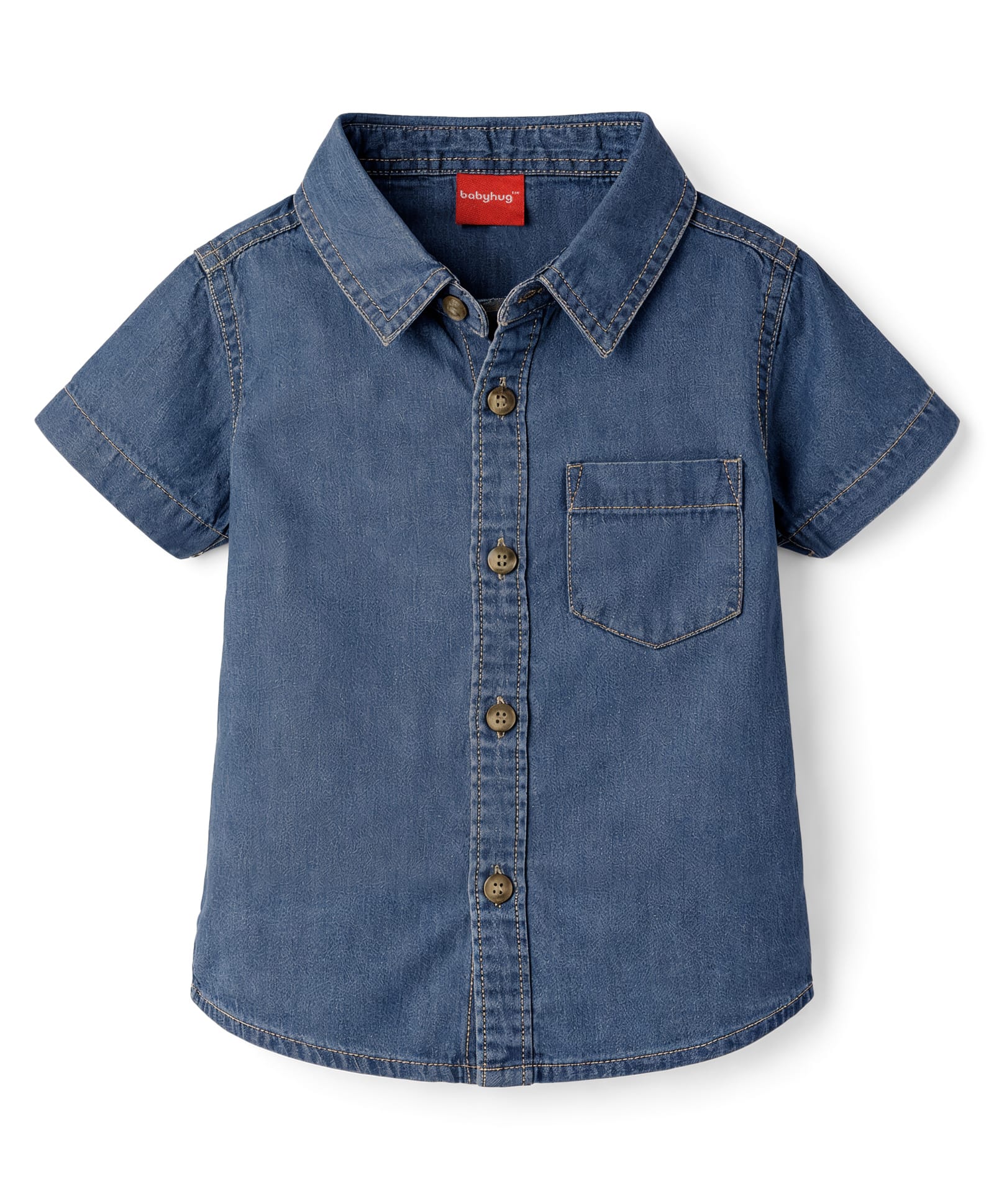 Babyhug Cotton Woven Shirt Half Sleeve Regular Collar Blue 3-6 Months-picture-11