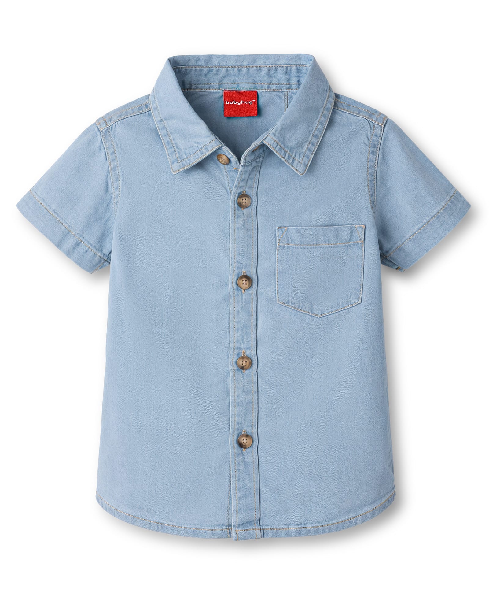 Babyhug Cotton Woven Shirt Half Sleeve Regular Collar Blue 12-18 Months-picture-10