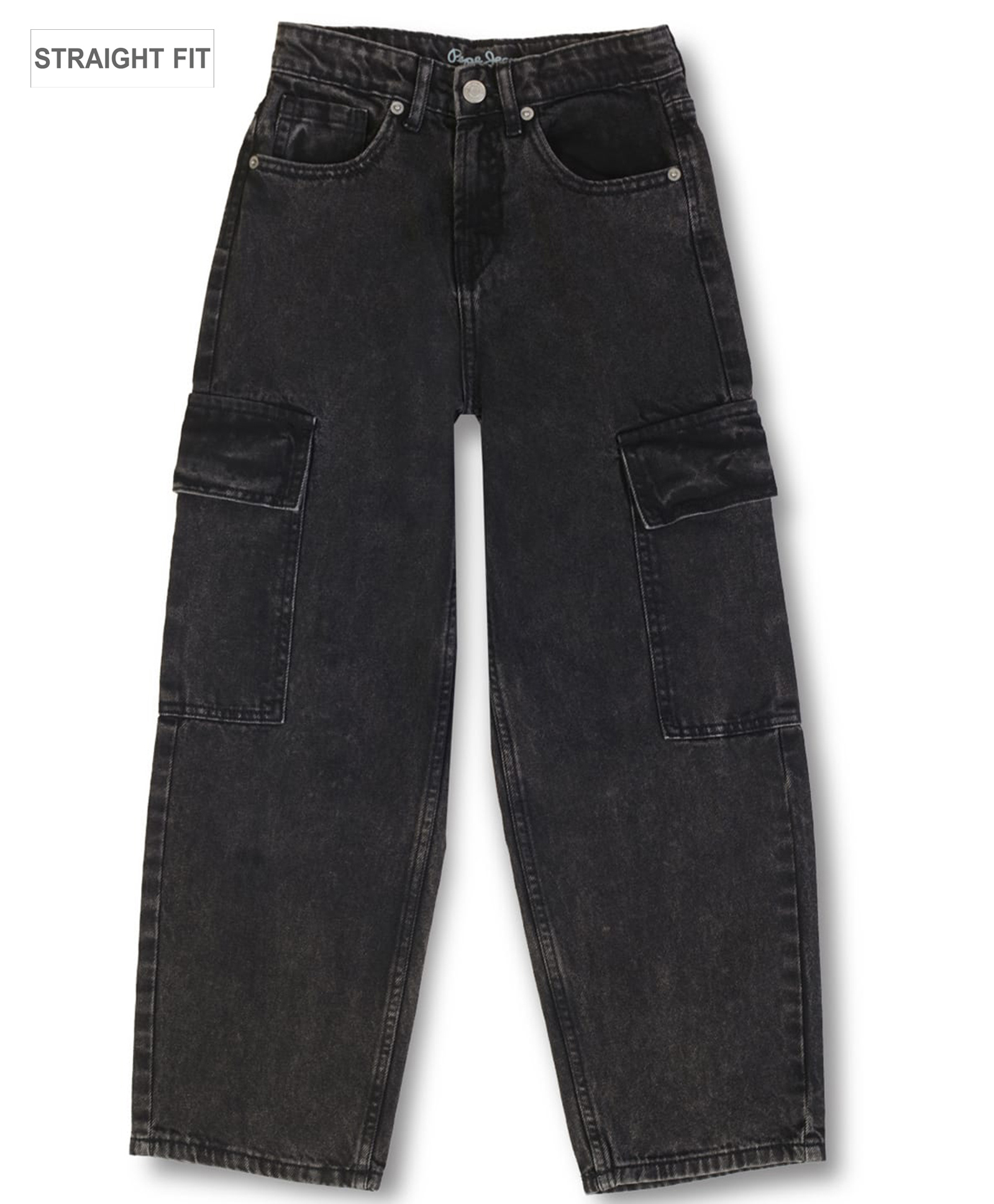 Pepe Jeans 100% Cotton Woven Full Length Jeans With Cargo Pocket - Black-picture-24