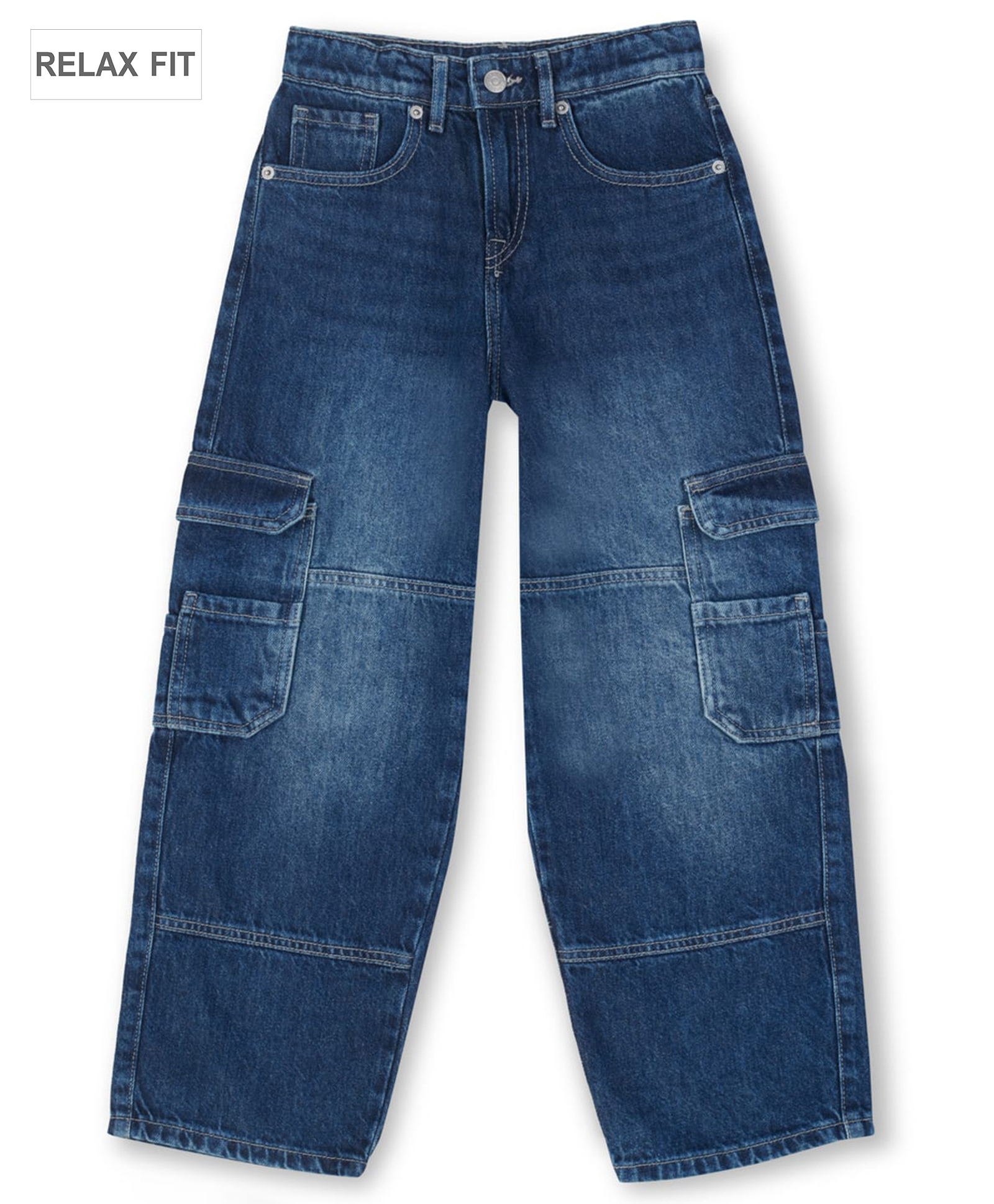 Pepe Jeans 100% Cotton Woven Full Length Cut N Sew Jeans With Cargo Pockets - Navy Blue-picture-18