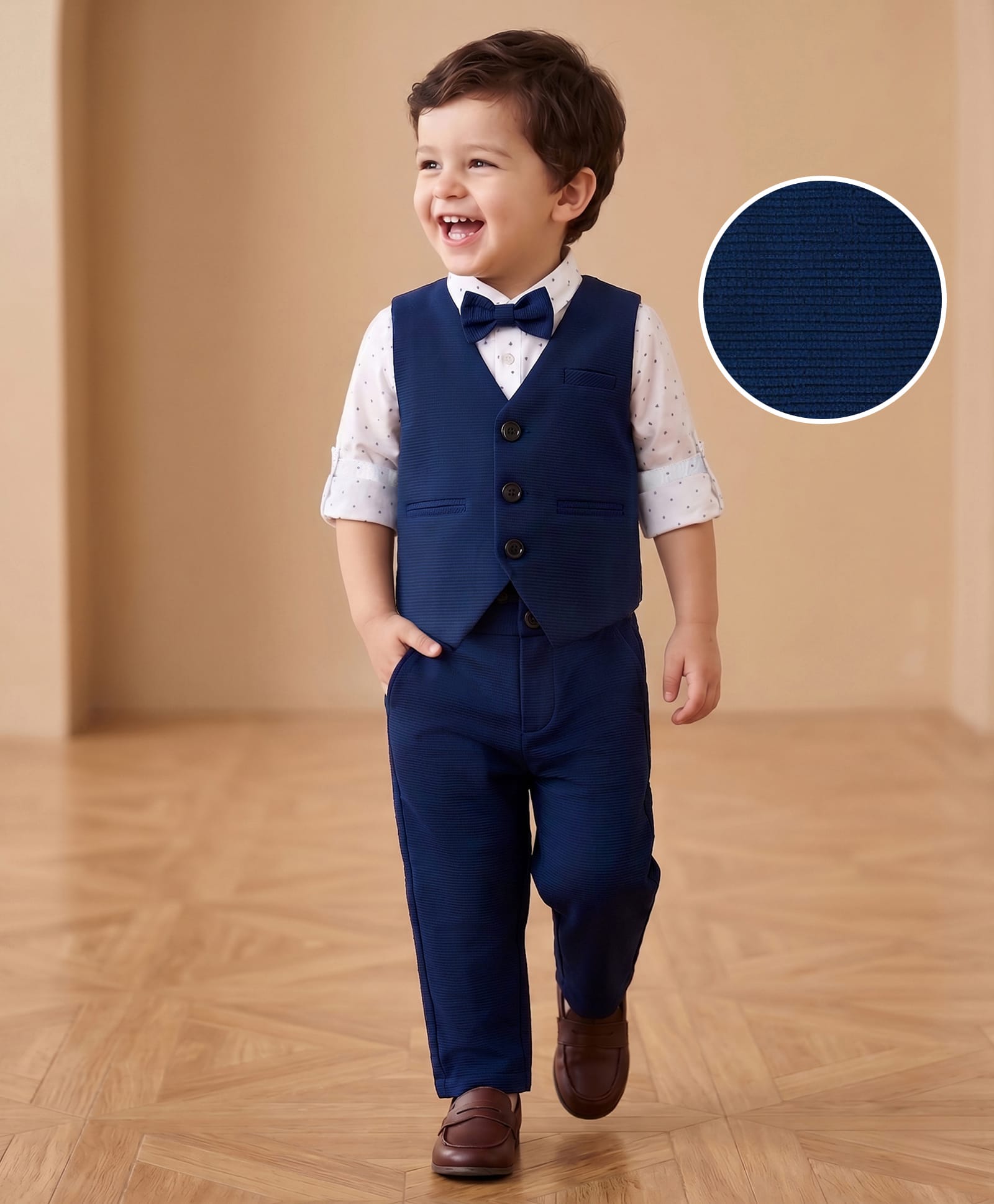 Mark & Mia Woven Full Sleeves Printed 3 Piece Party Suit with Bow - Multicolor-picture-16