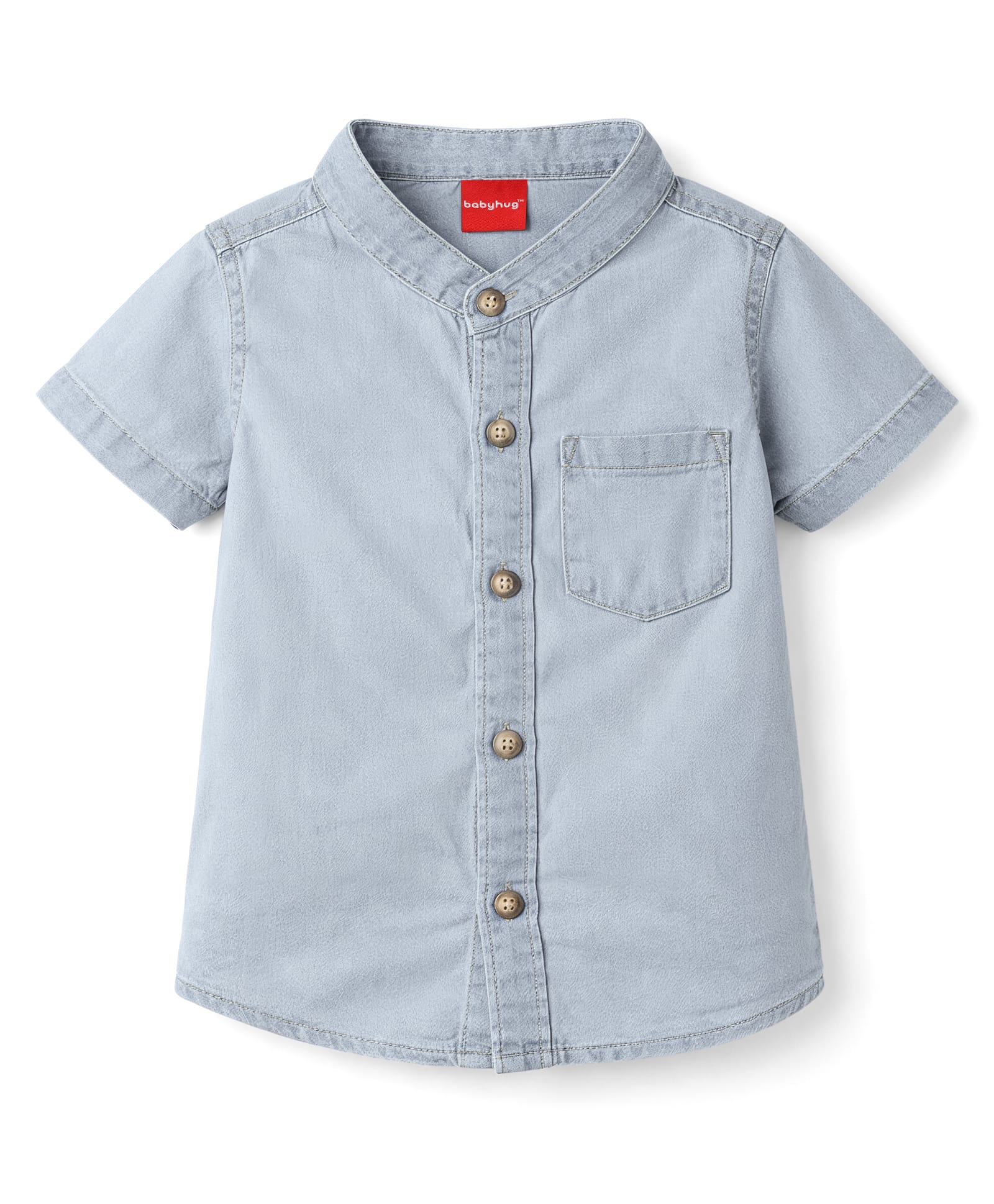 Babyhug Cotton Woven Shirt Half Sleeve Mandarin Collar Blue 3-6 Months-image-29