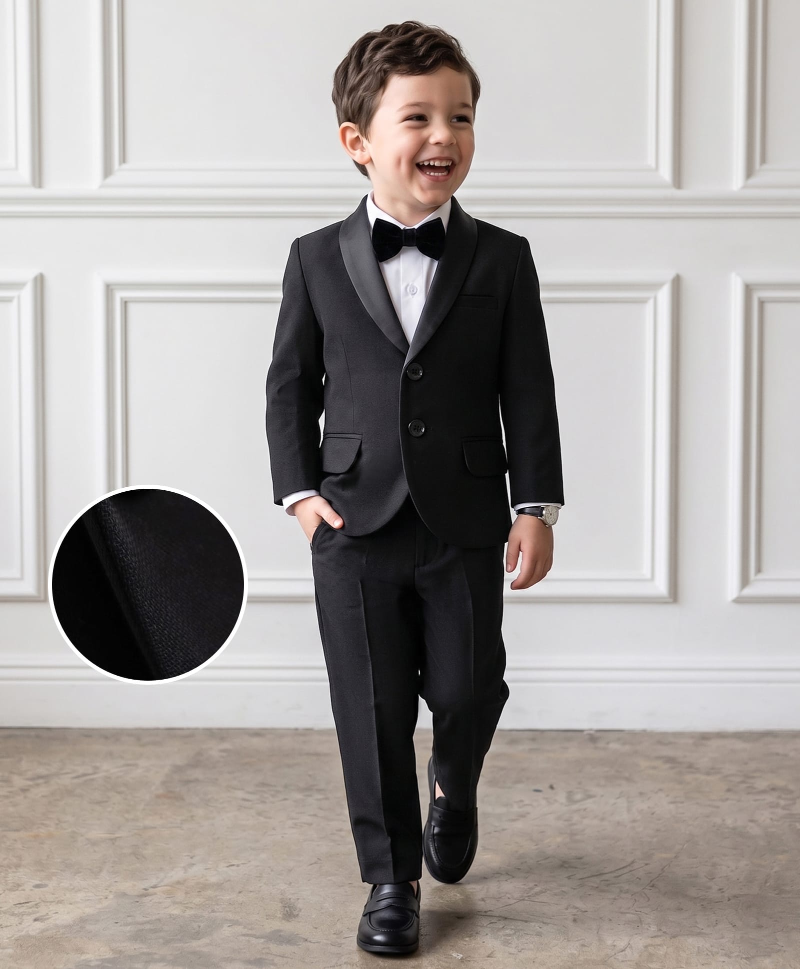Mark & Mia Woven Full Sleeves Solid 3 Piece Party Suit with Bow - Multicolor-picture-22