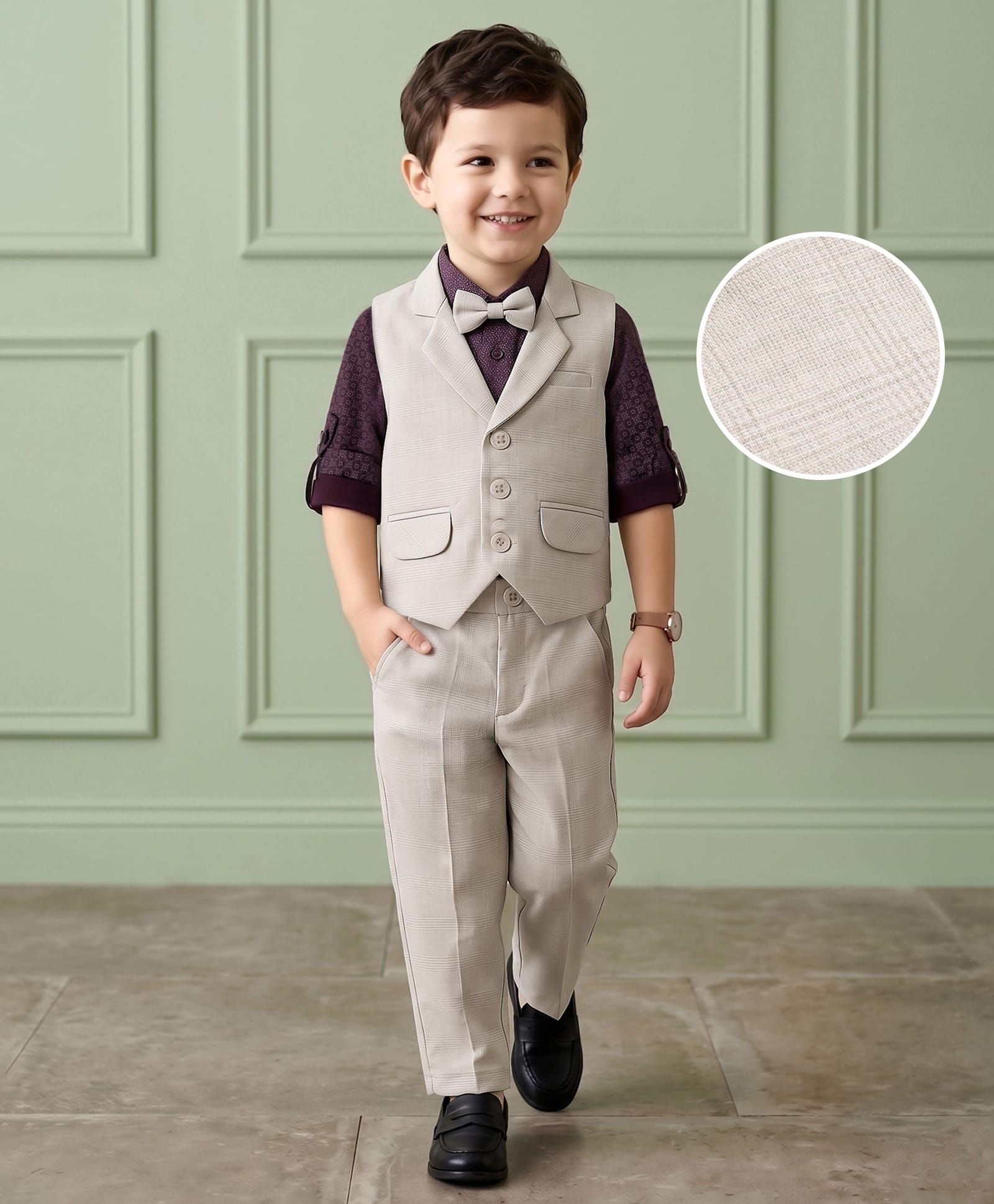 Mark & Mia Woven Full Sleeves Printed 3 Piece Party Suit With Bow - Multicolor-picture-13