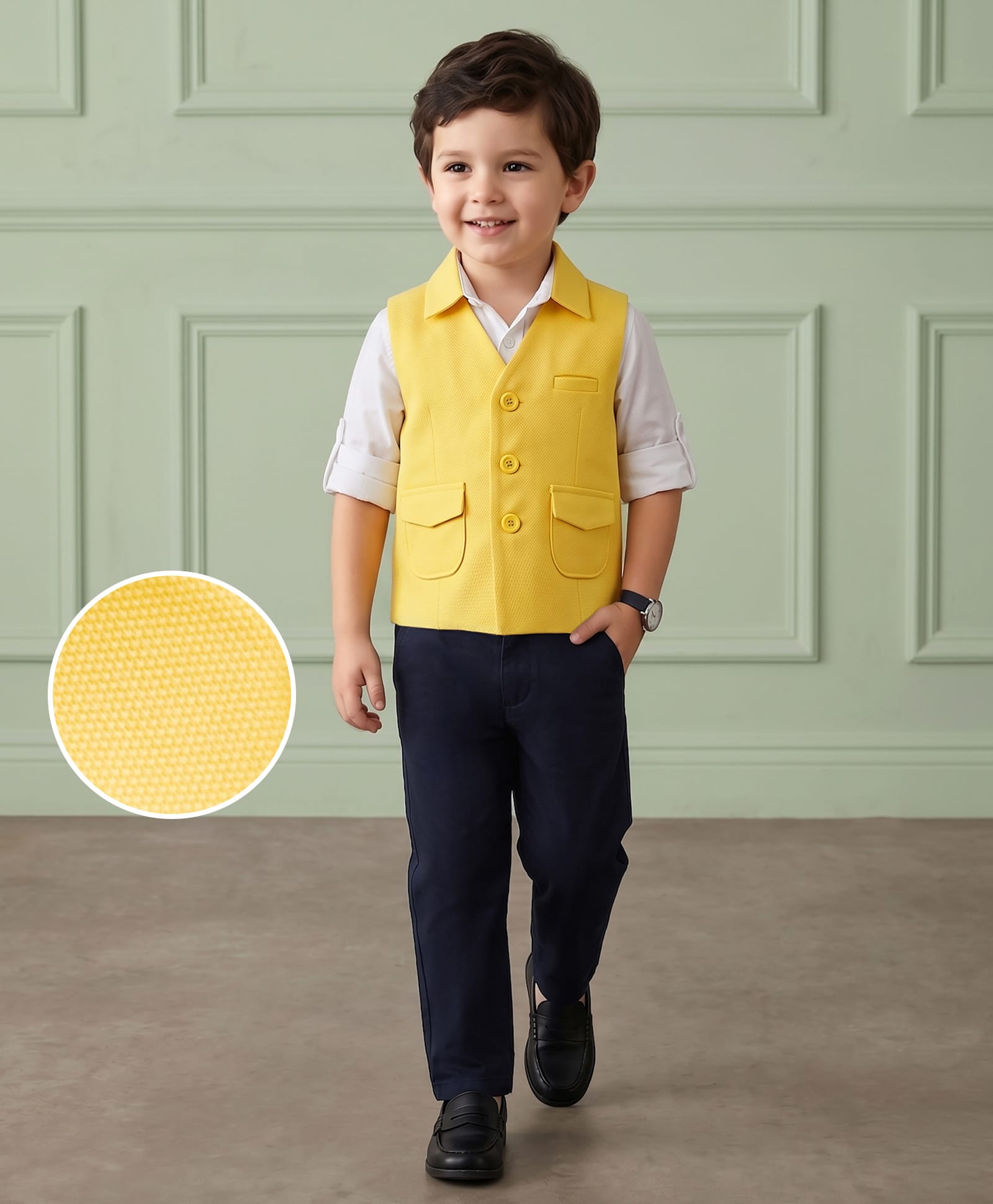 Mark & Mia Cotton Mixes Woven Full Sleeves Solid 3 Piece Party Suit - Multicolor-picture-40